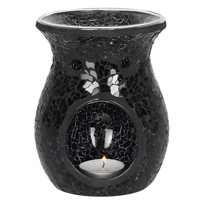 Serano Black Crackle Oil Burner And Wax Warmer Large