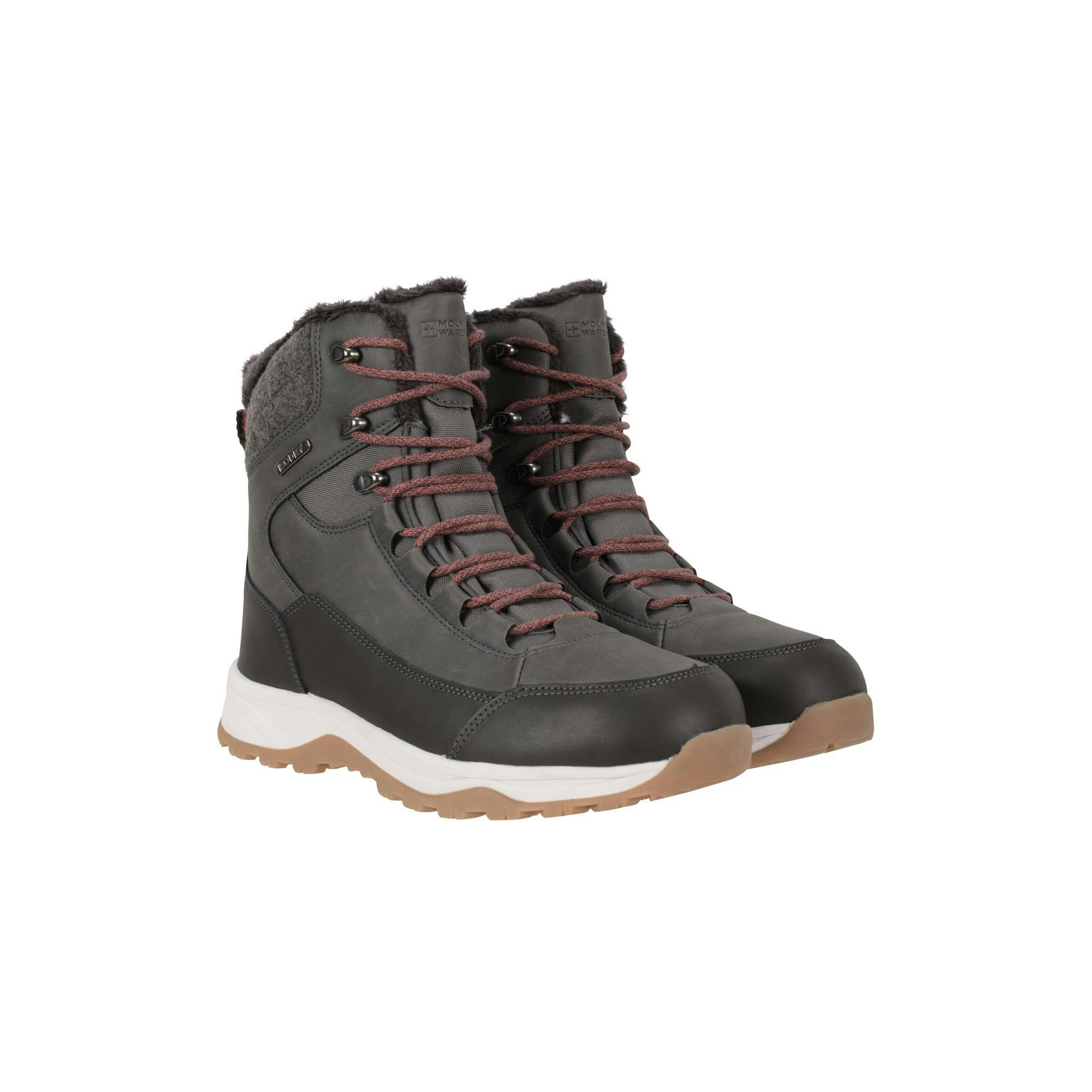 Mountain Warehouse Women's Tundra Leather Snow Boots - Khaki - 6 Uk - Khaki - 50% Synthetic/25% Leather/25% Textile