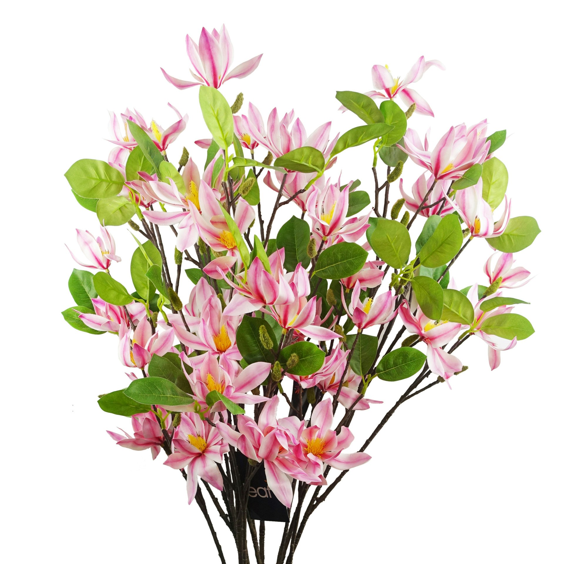 Leaf Pink 6X Magnolia Floral Spray Artificial - 6X Magnolia - 100Cm