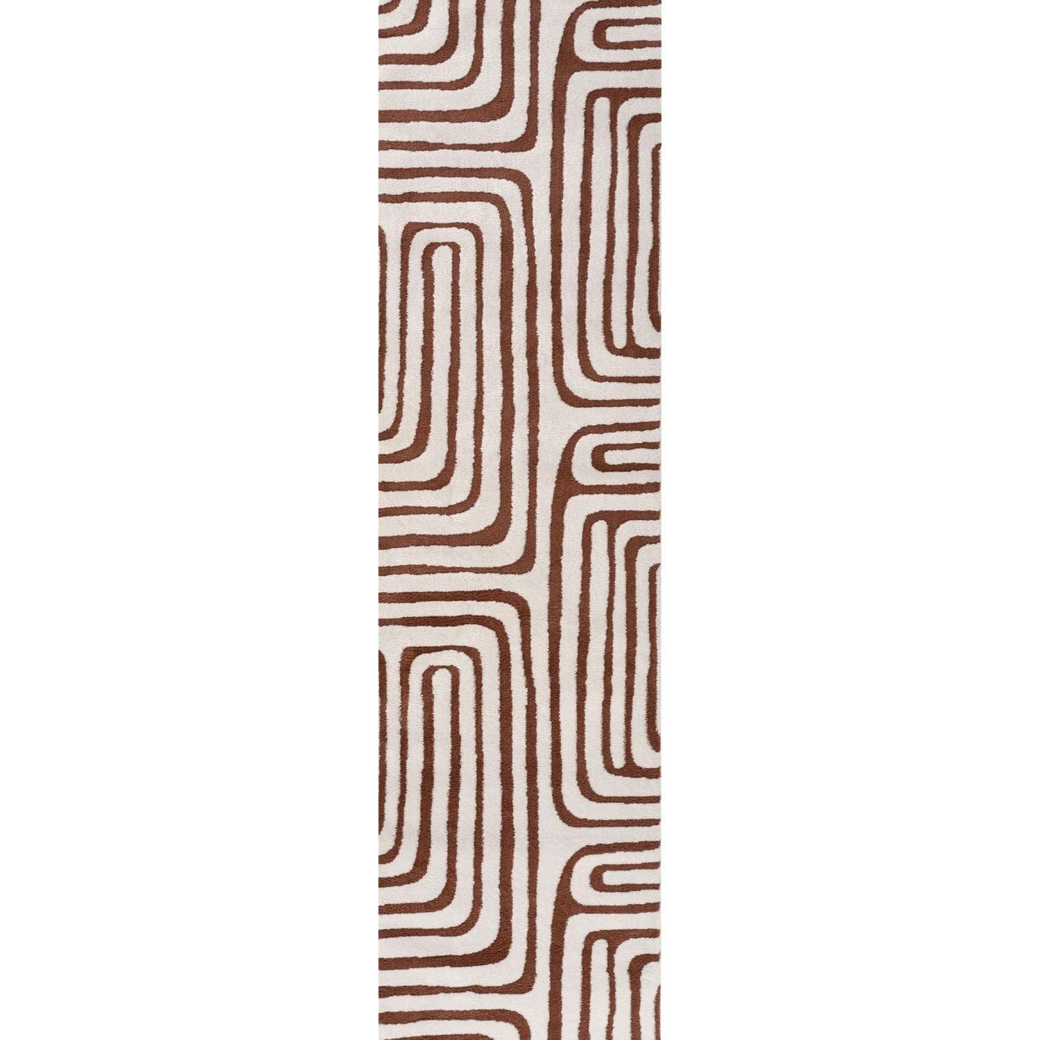 Rackhams Light/Cream Loft Geometric Terra Rug - 80X300 Cm