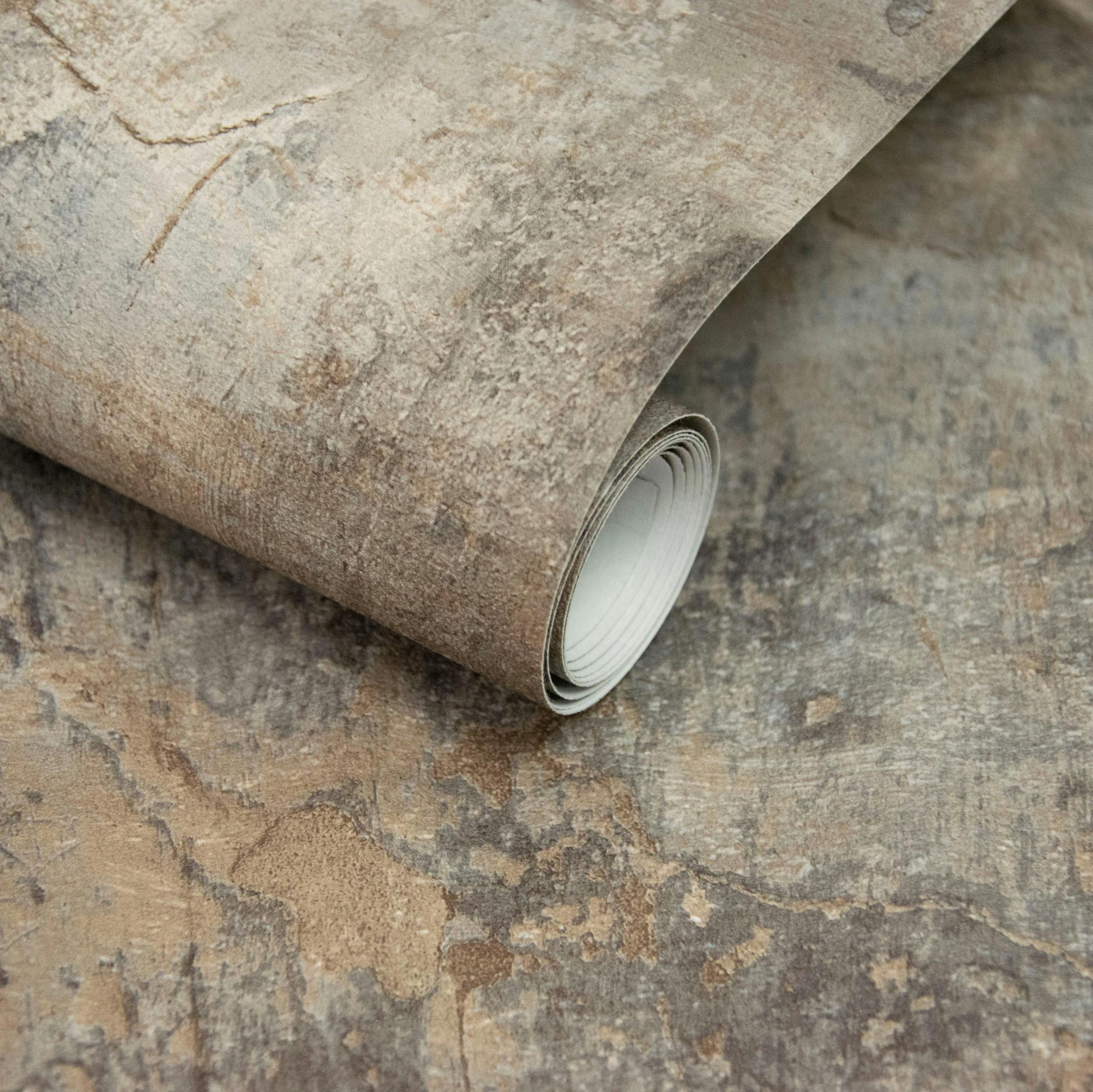 Rackhams Blue/Grey/Gold Paul Moneypenny Neutral Castello Plaster Patina Wallpaper For Grandeco