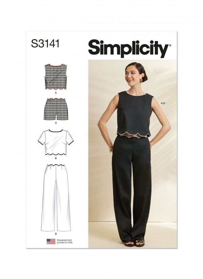 Simplicity Women's Sewing Pattern 3141, Tops, Shorts, Trousers For K5 (8-10-12-14-16) - Intermediate - K5 (8-10-12-14-16)