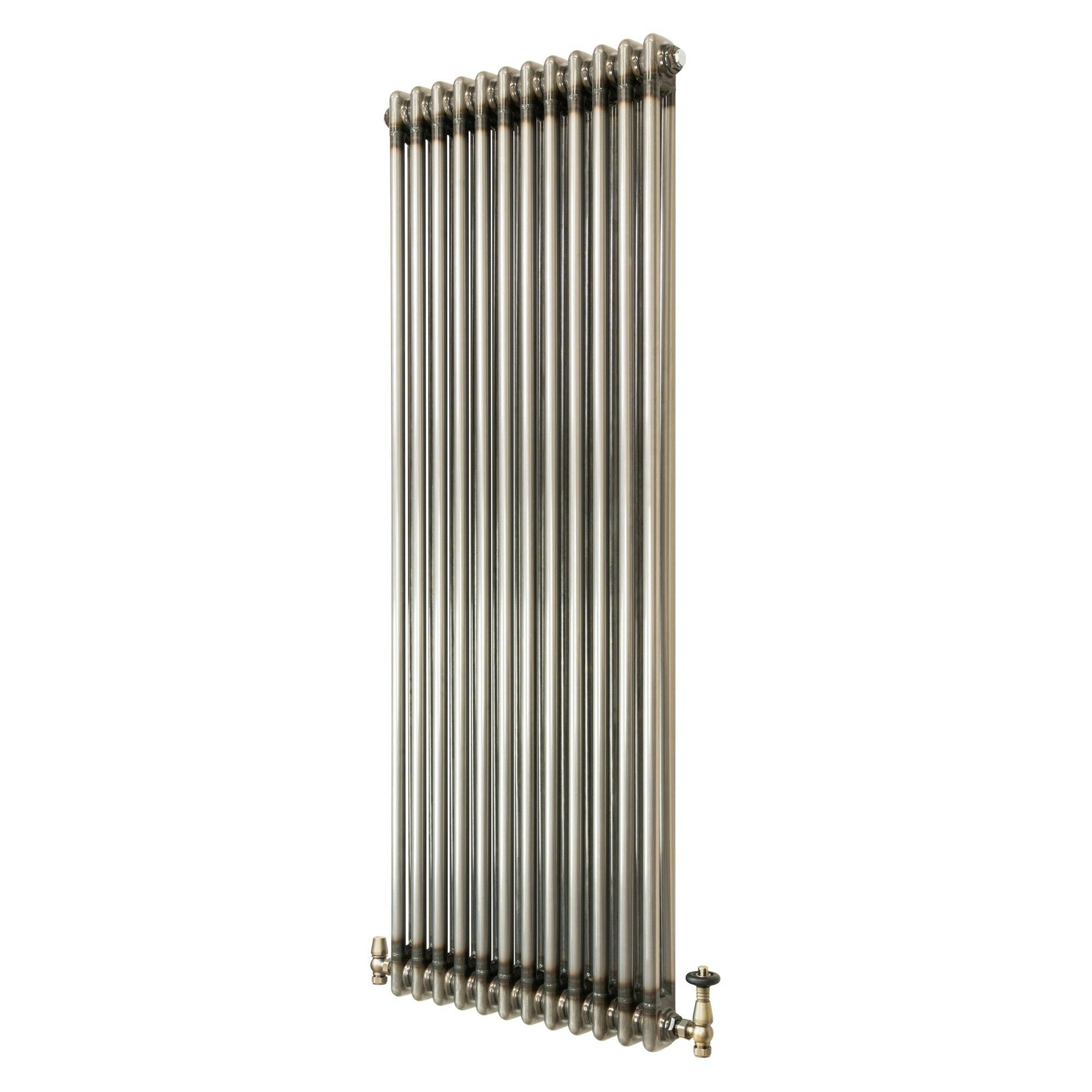 Monstershop Traditional 2 Column Radiator & Valves – 1500Mm X 560Mm - Raw Metal