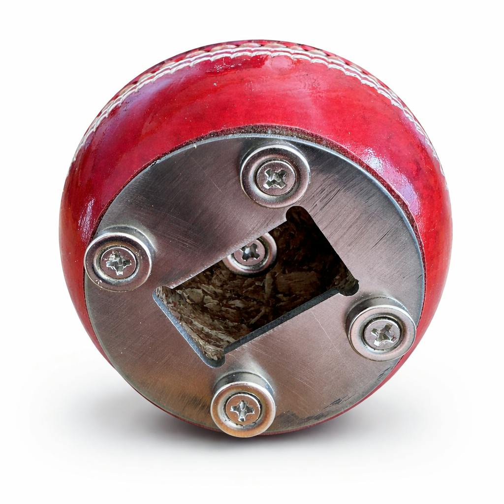 Rackhams Red Real Cricket Ball Bottle Opener And Paperweight With Magnets For The Fridge
