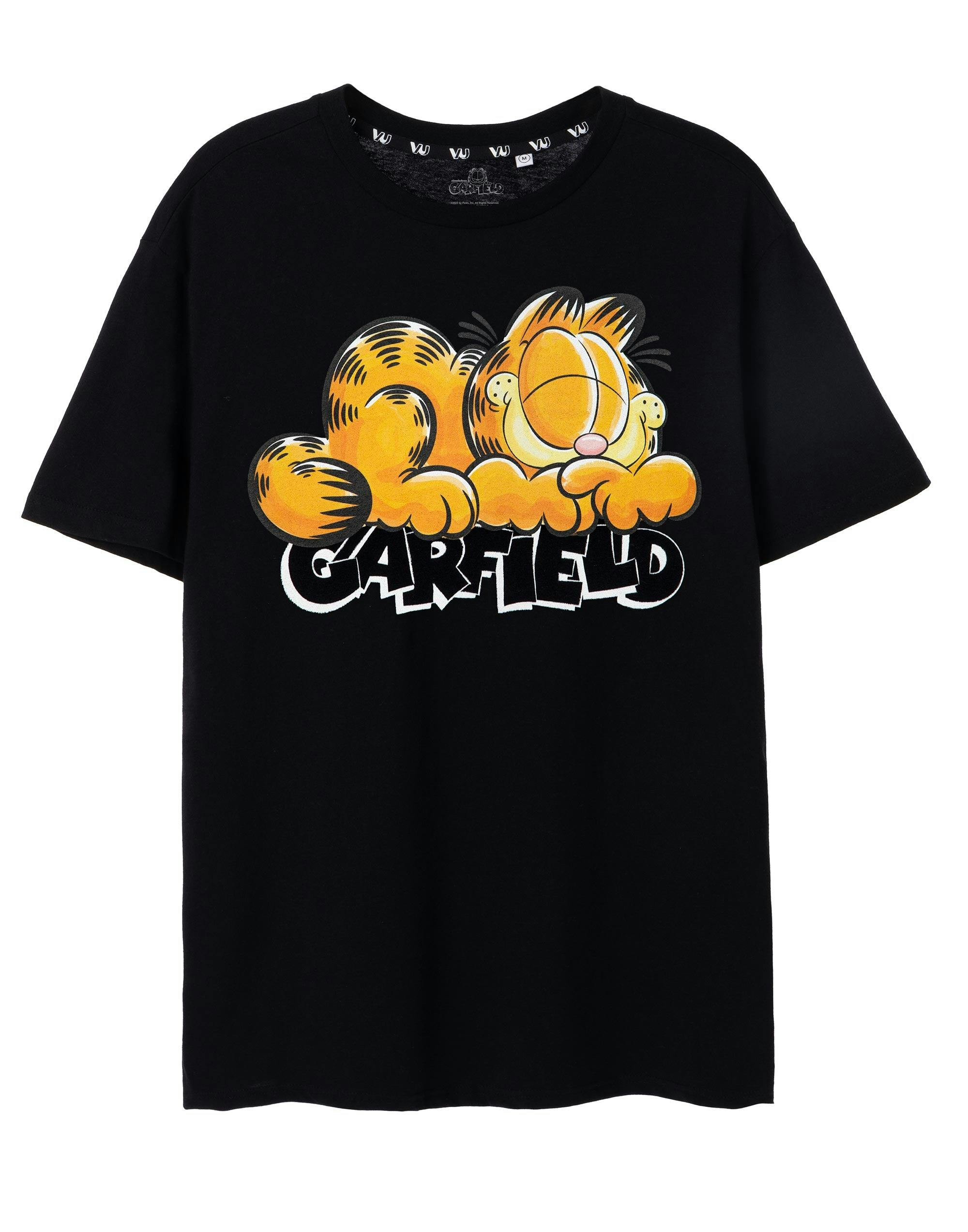 Vanilla Underground Men's Black Garfield Sleeping Garfield Short Sleeved T-Shirt - XX-Large