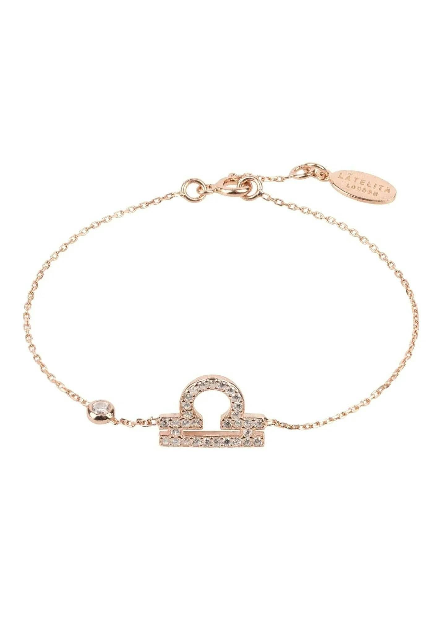 Latelita Silver/White/Light Zodiac Horoscope Star Sign Bracelet Libra - Rosegold