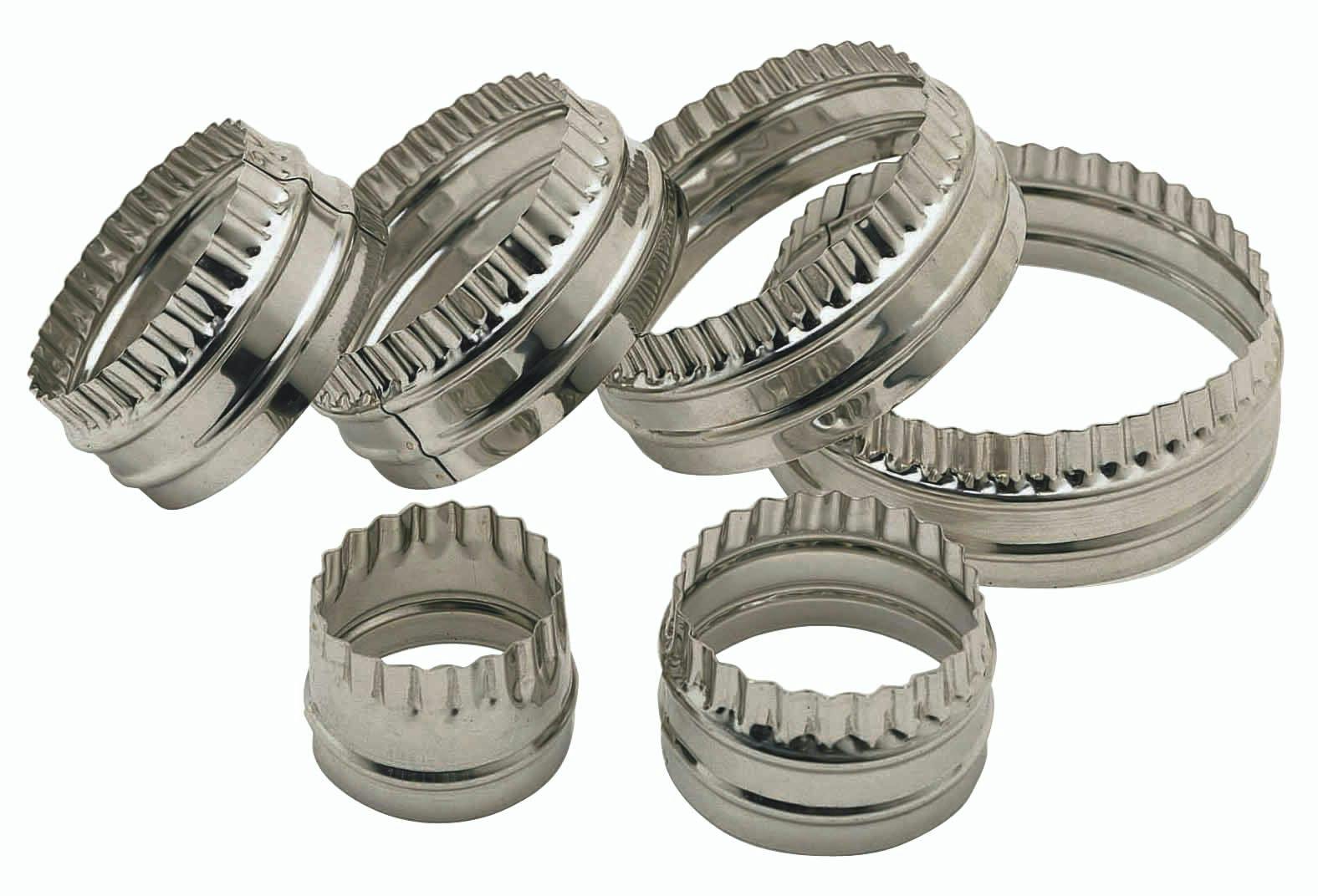 Rackhams Silver Set Of Six Double Edged Biscuit / Pastry Cutters - Stainless Steel - Cookie Cutter