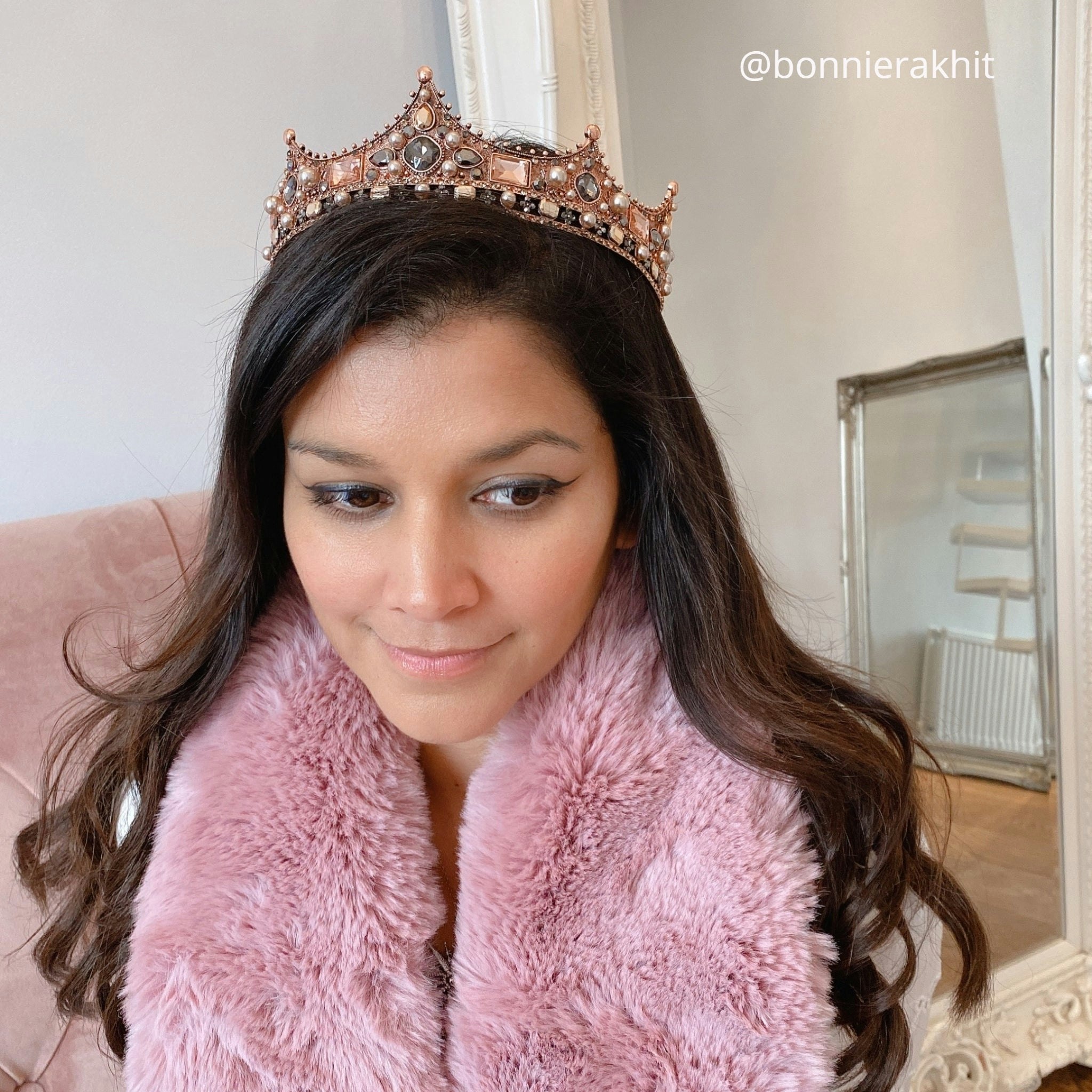 Queenmee Accessories Gold Rose Crown