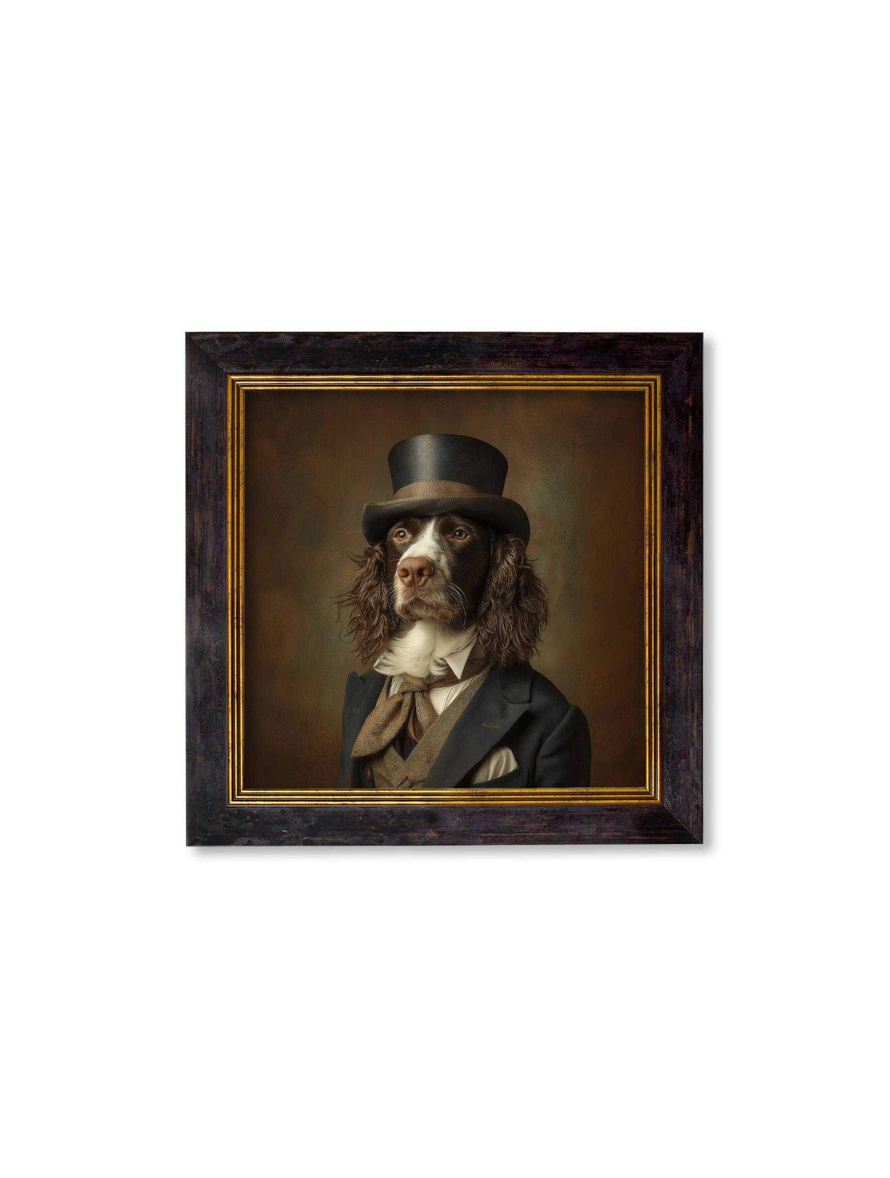 Rackhams Black/Light/Brown Duke Springly - Gentleman Springer Spaniel Oxford Square Frame - 44 X 44Cm