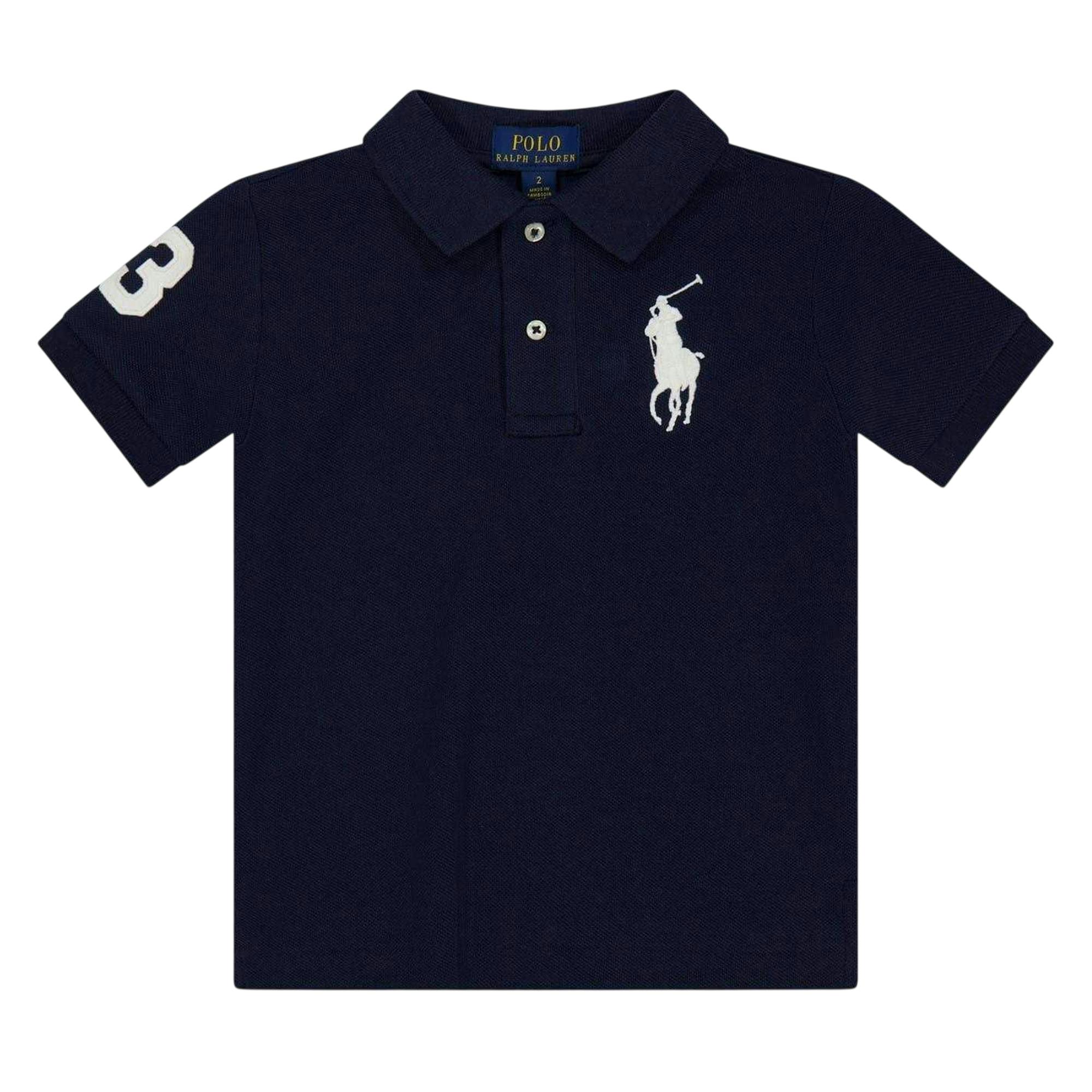 Ralph Lauren Blue Kids Embroidered Logo Polo Shirt - Navy - 7 Years - Navy - 100% Mixed