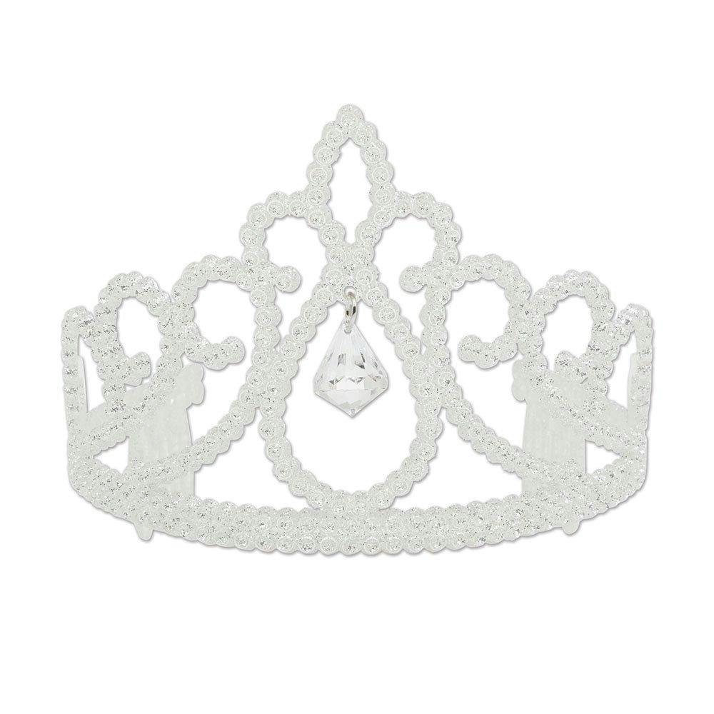 Bristol Novelty White Faux Diamond Pendant Tiara - One Size