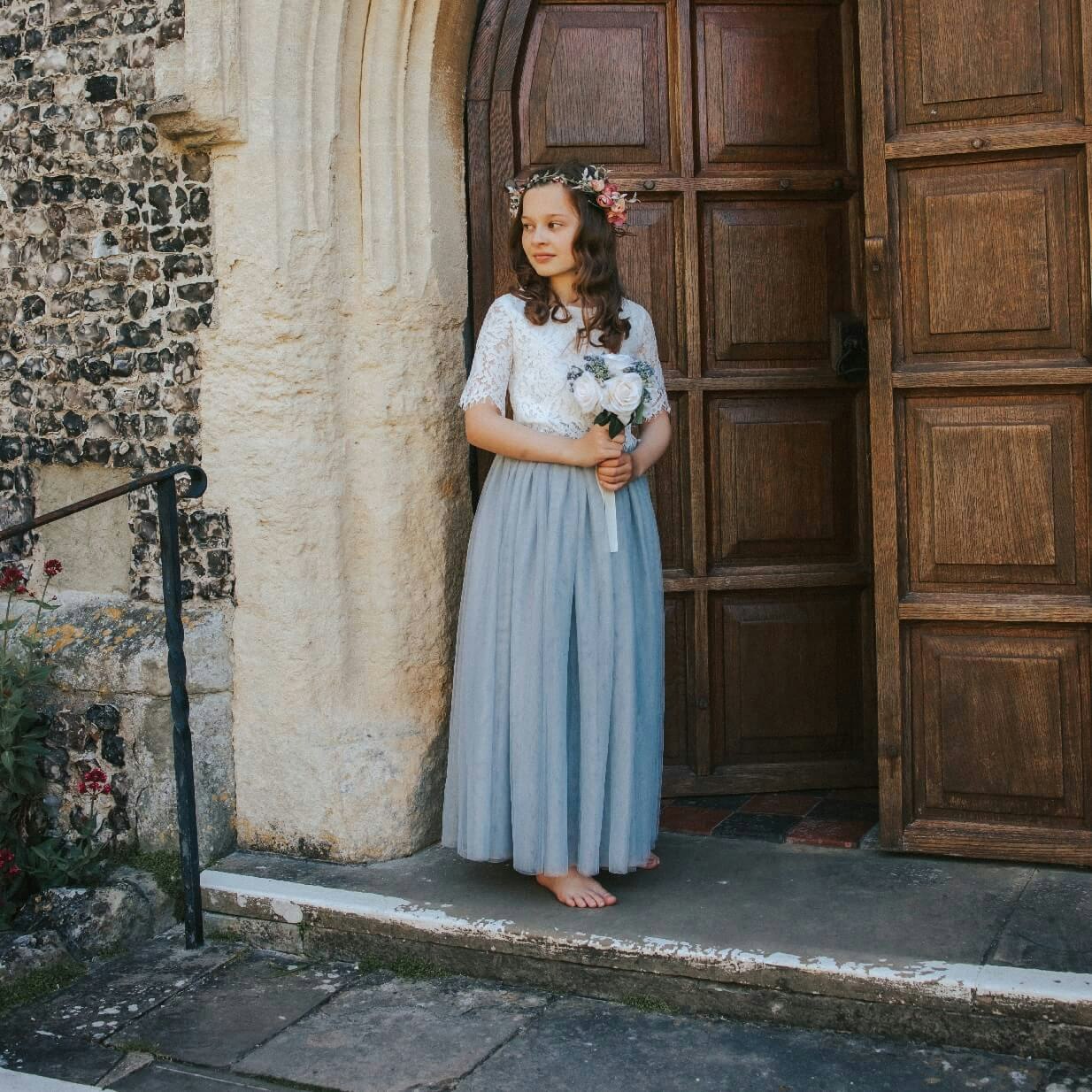 Uk Flower Girl Boutique Girls Silver/Grey Uk Flower Boutique Felicity Couture - 6/12 Mths