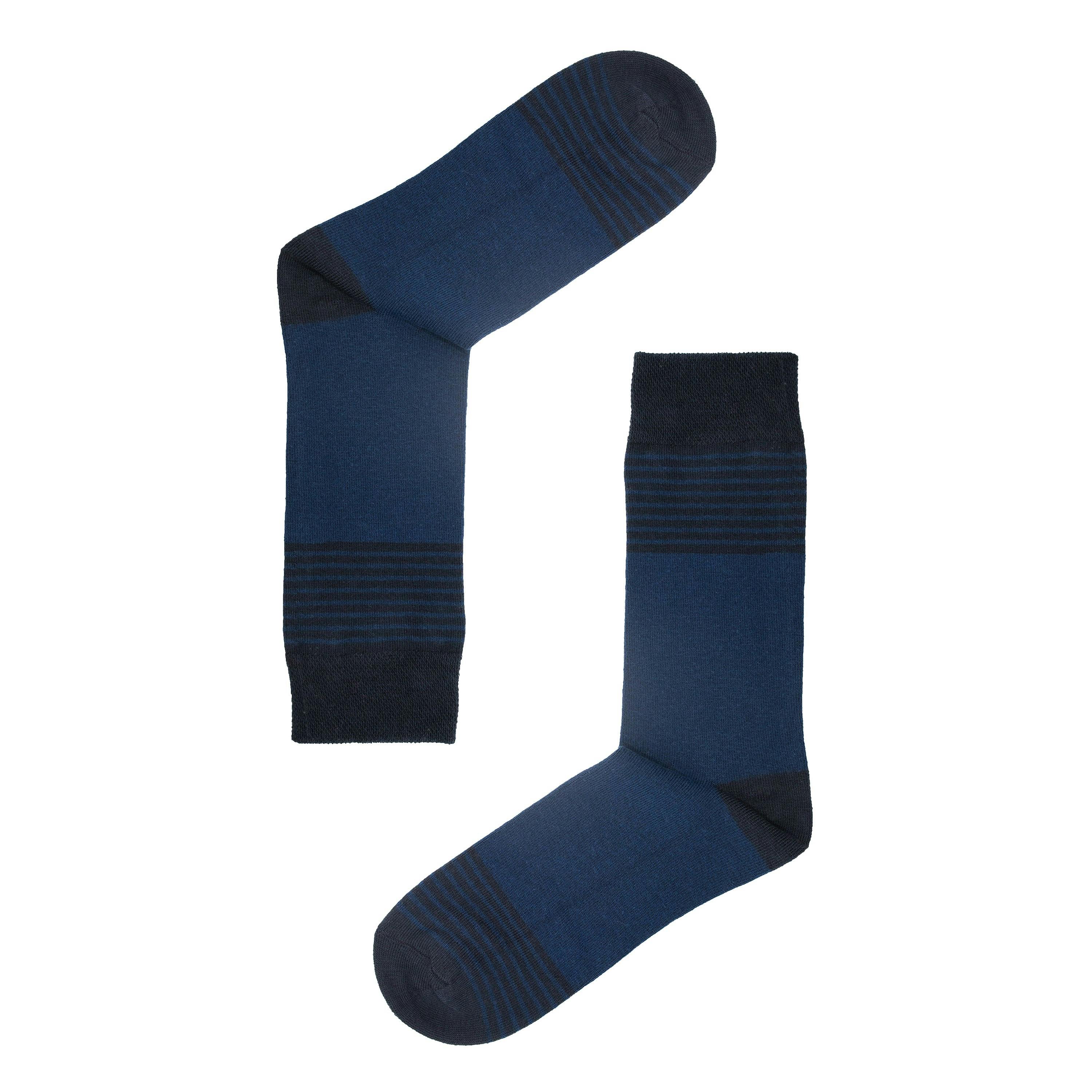 Jemsox Men's Blue Fine Stripe Organic Cotton Socks | Gentle Comfort Welt Top - Large / Eur 43-46 / Uk 9-12