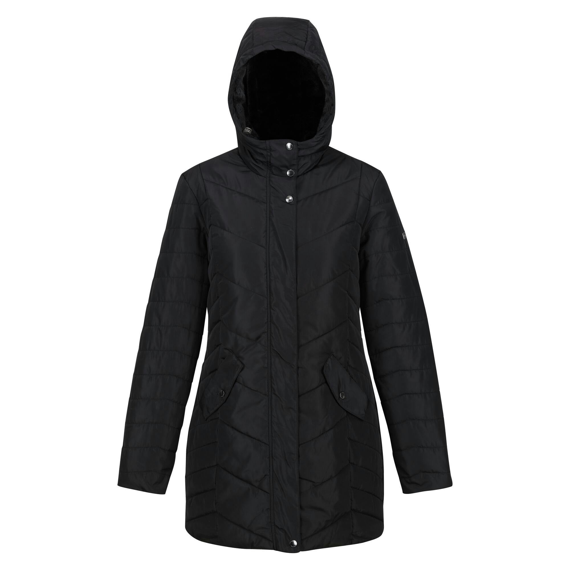 Regatta Women's Black / Panthea Insulated Padded Hooded Jacket - 10 Uk - 100% Polyester