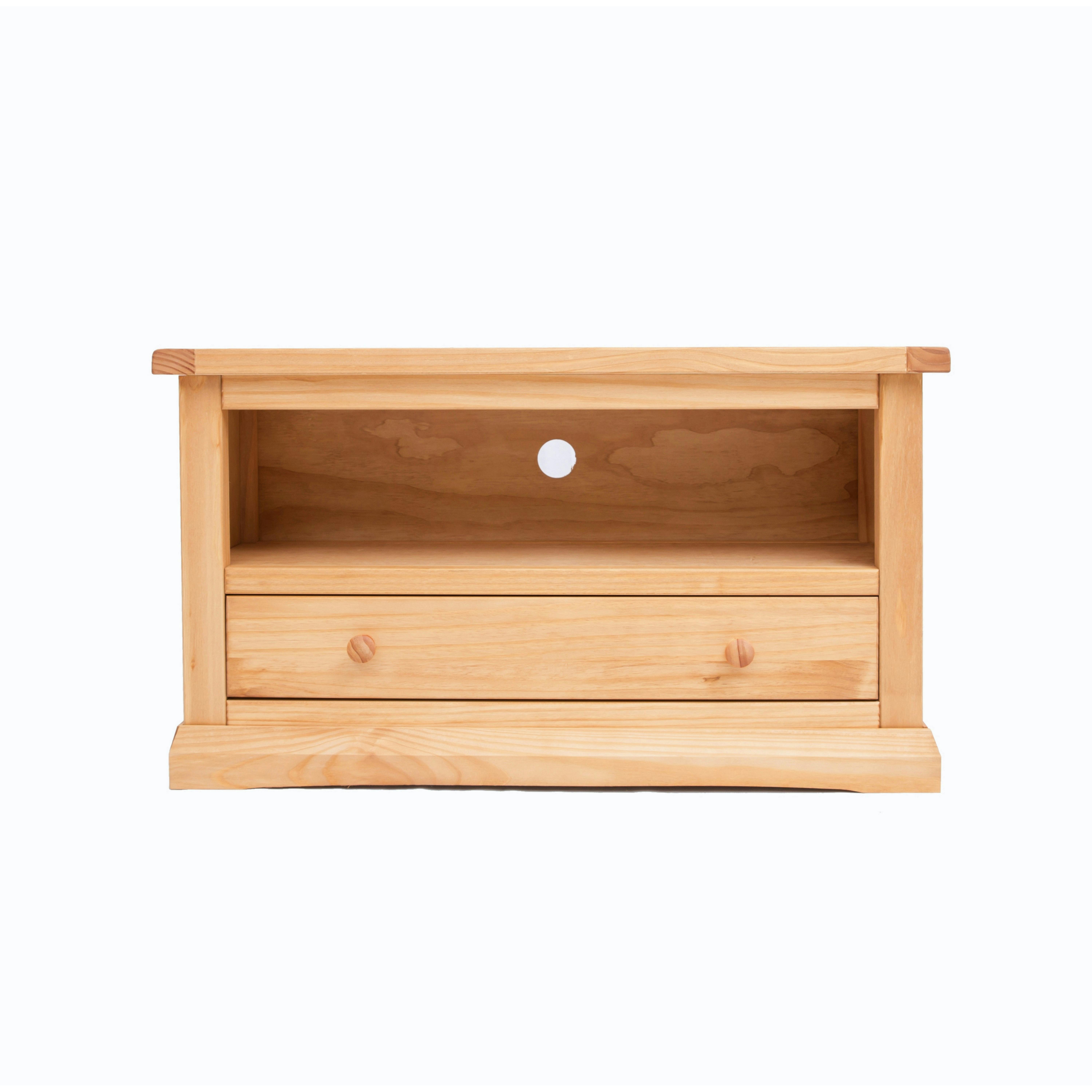 B&Q - Lucca Waxed 1 Drawer Tv Cabinet Wood Knob - Image 2
