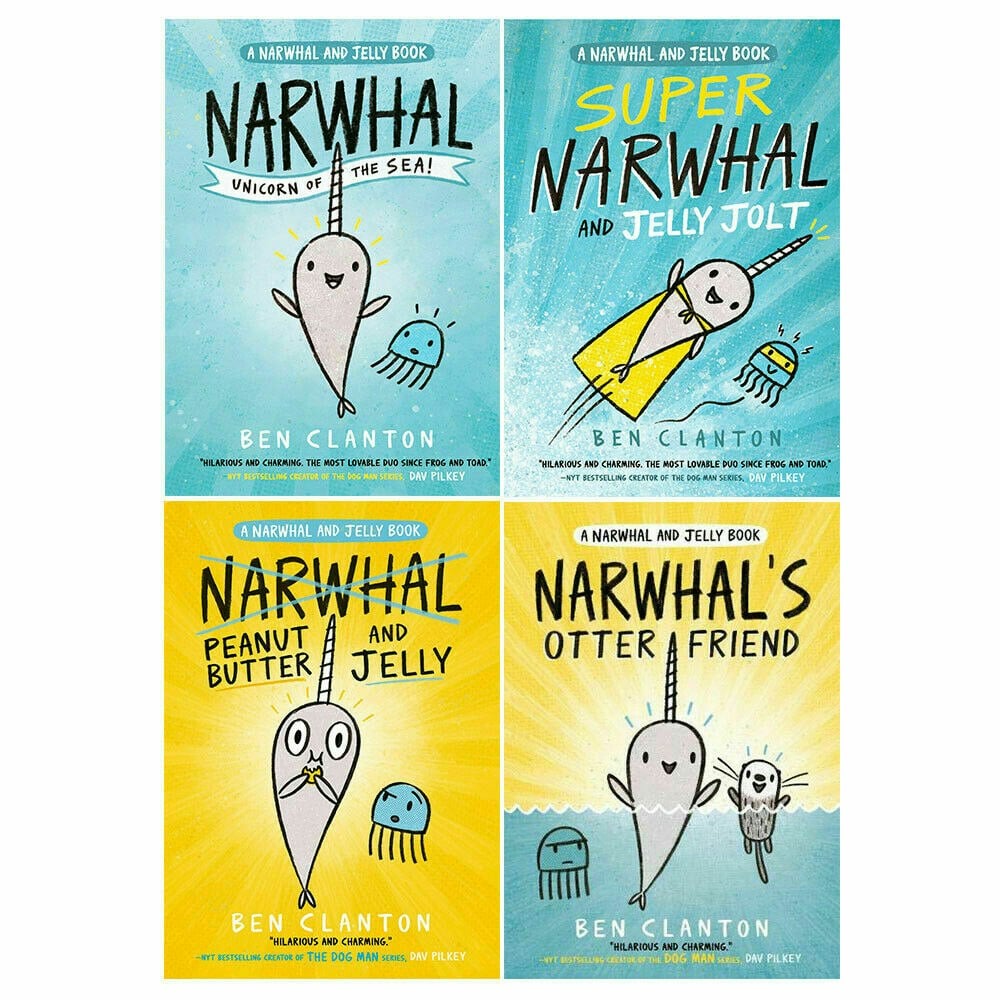 Egmont Narwhal And Jelly Series 4 Book Set By Ben Clanton (Narwhals Otter Friend, Super Narwhal & More)