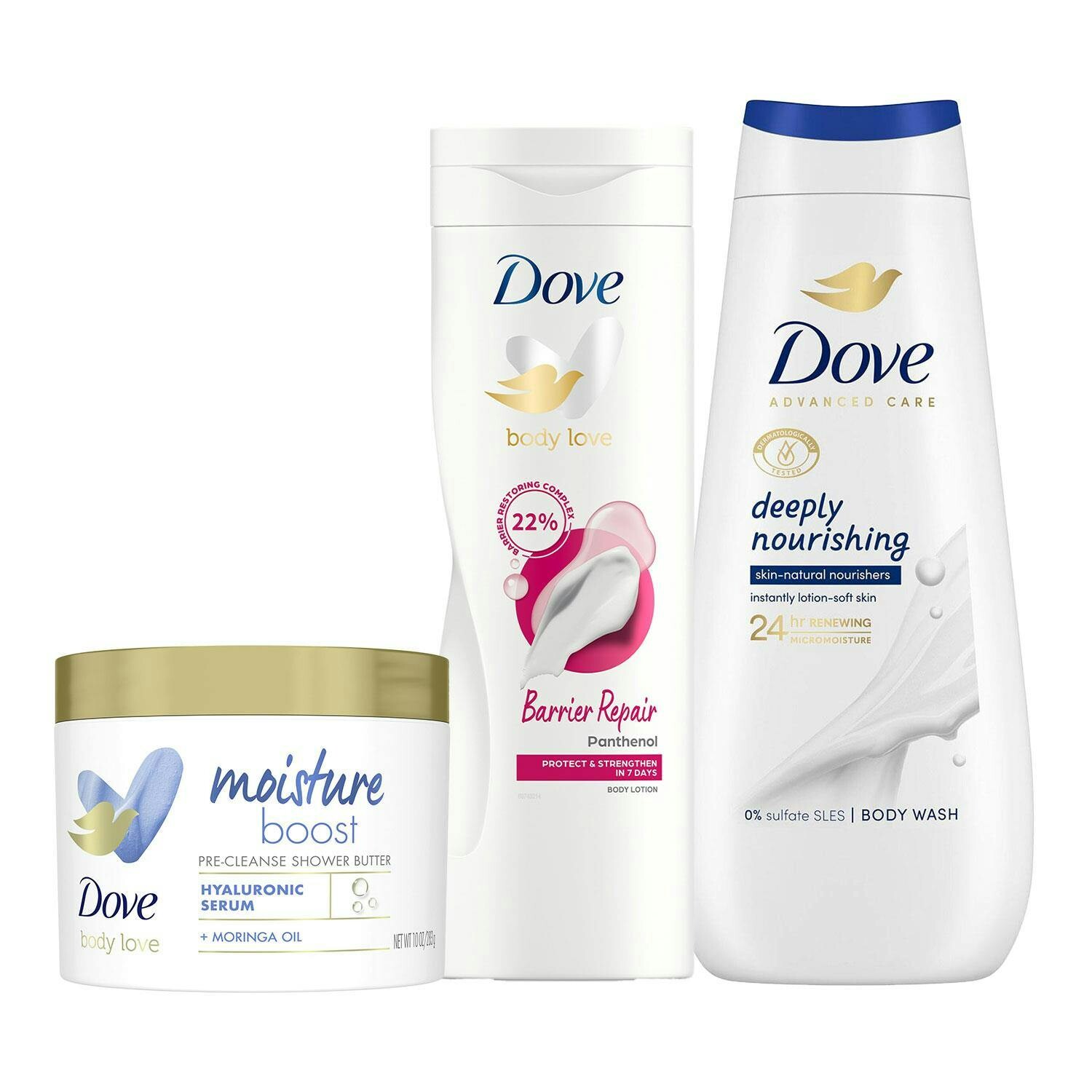 Dove Moisture Rich Trio Shower Butter 238Ml, Body Wash 400Ml & Body Lotion 400Ml - Image 2