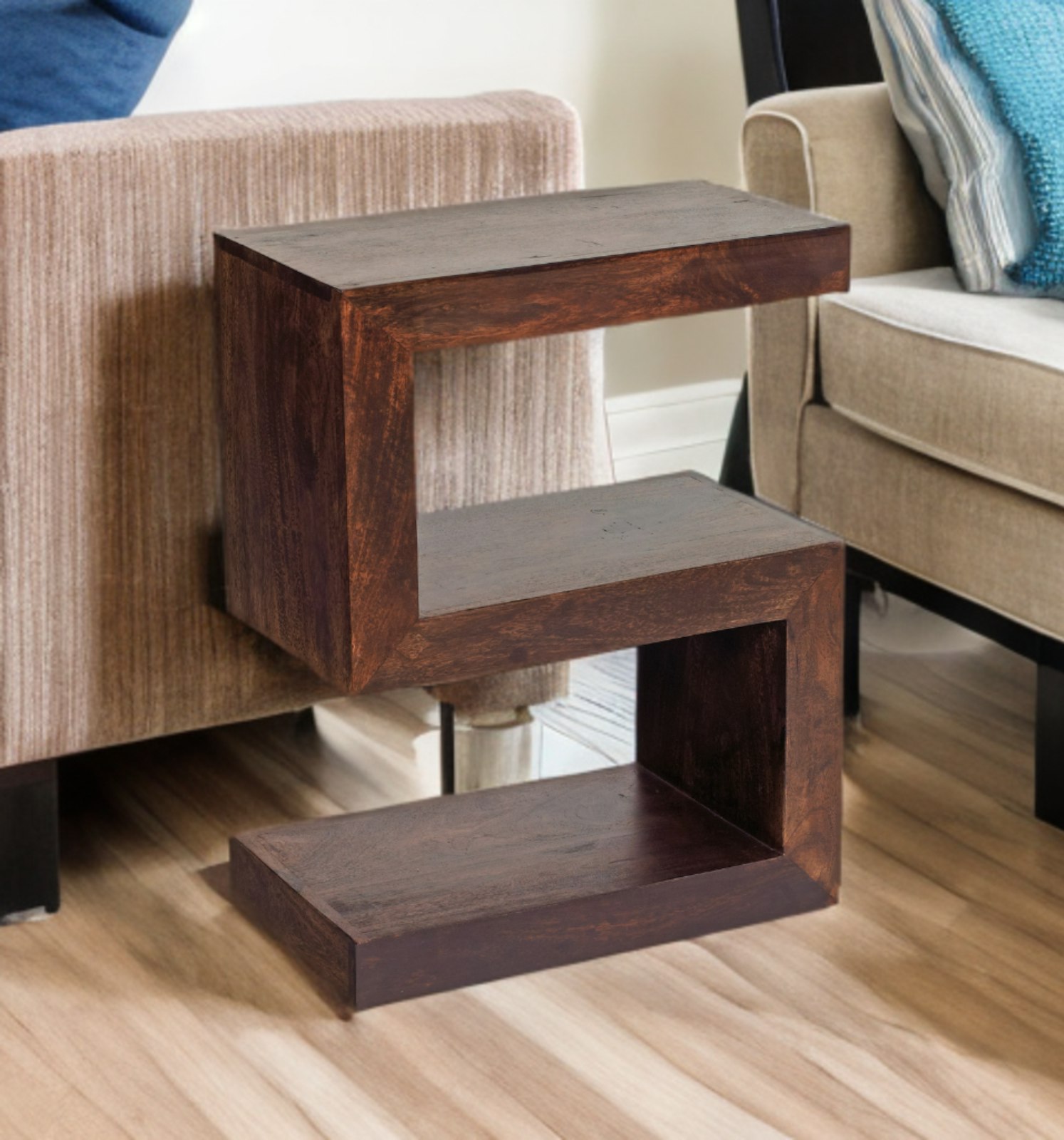 Rackhams Maxen Mango S Shape Display Unit - Wood - 1 - 45X30x60cm Wxdxh