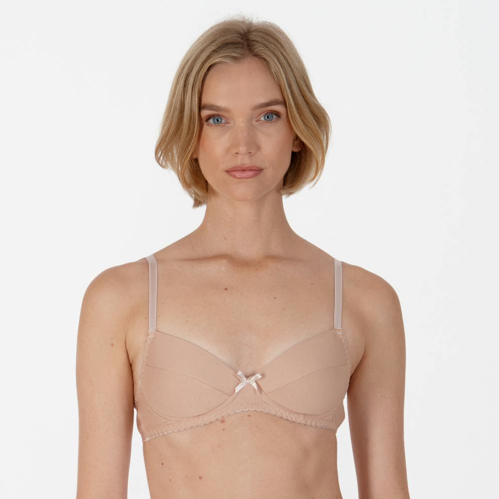 Little Women Women's Grey/Black Little Kiki Cotton Non-Wired T-Shirt Bra - Nude - 34Aaa