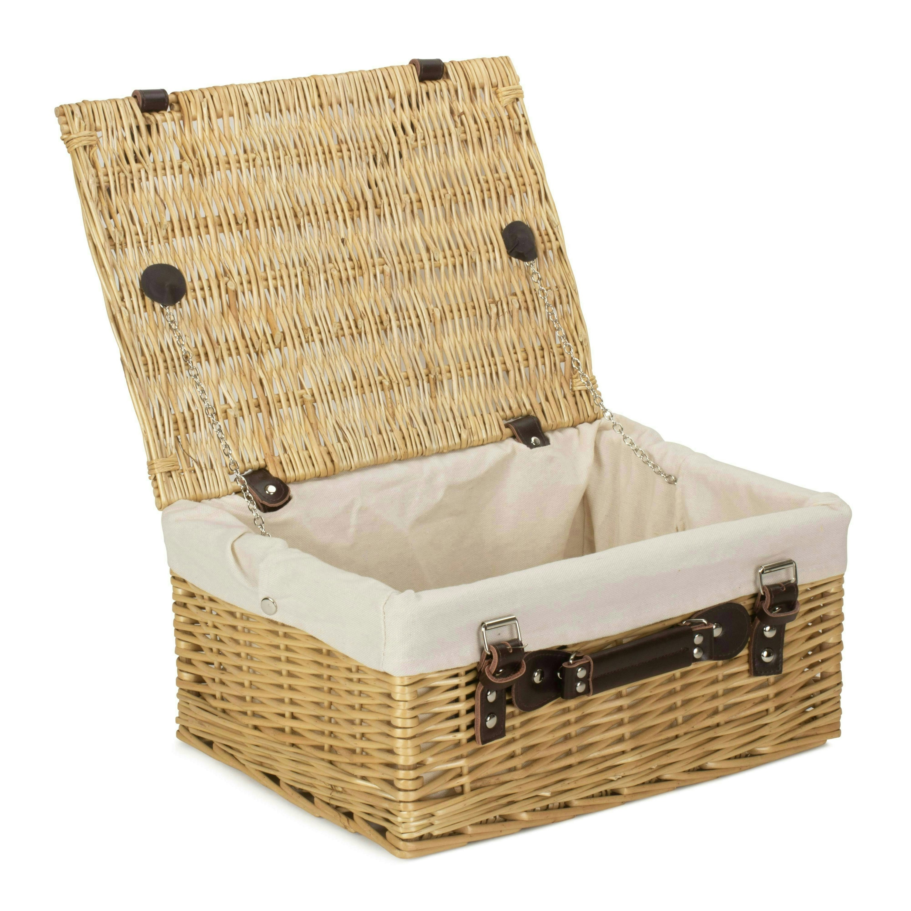 Rackhams White 41Cm Buff Willow Wicker Picnic Basket