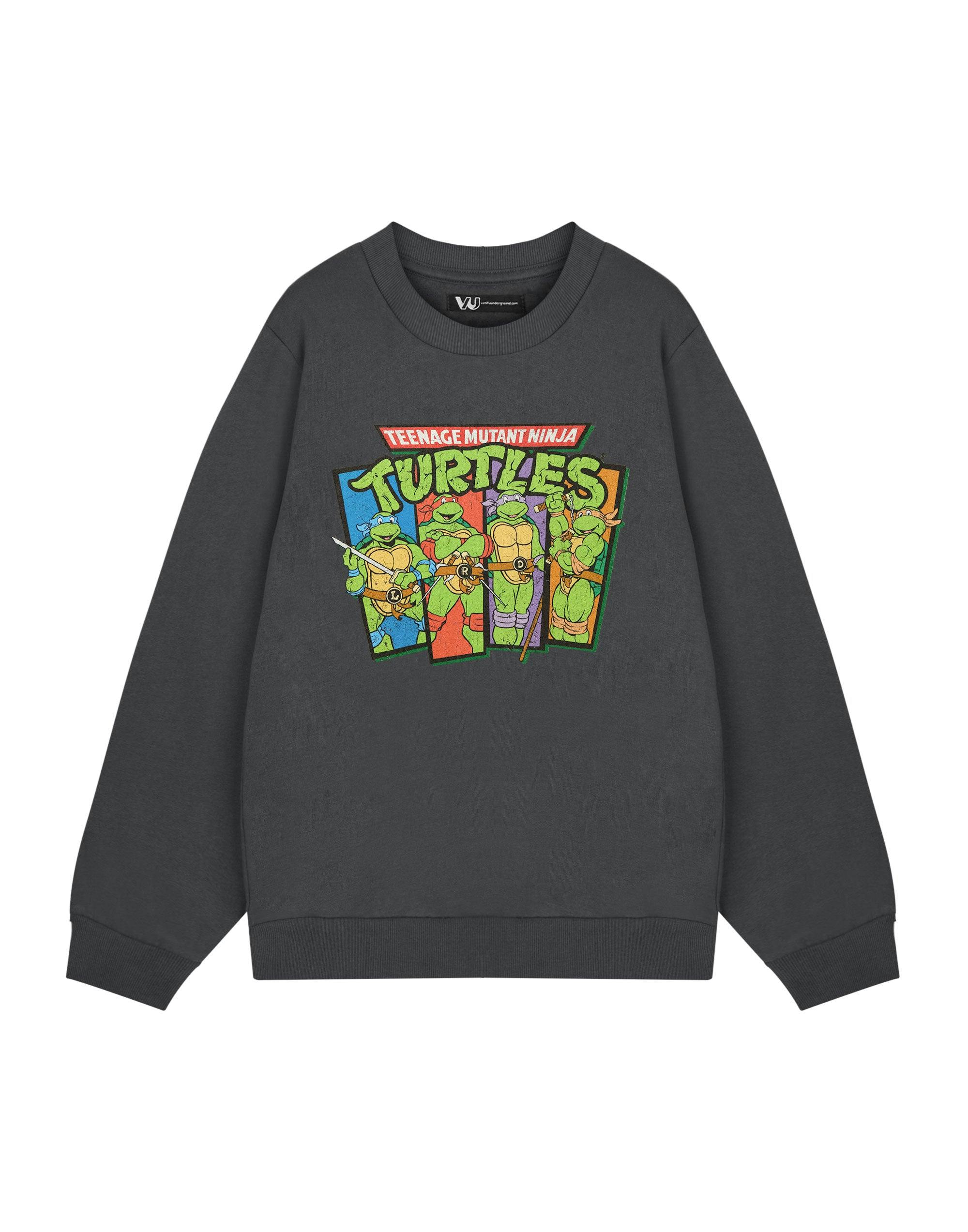 Vanilla Underground Men's Grey Teenage Mutant Ninja Turtles Retro Sweatshirt Sweatshirt - XX-Large