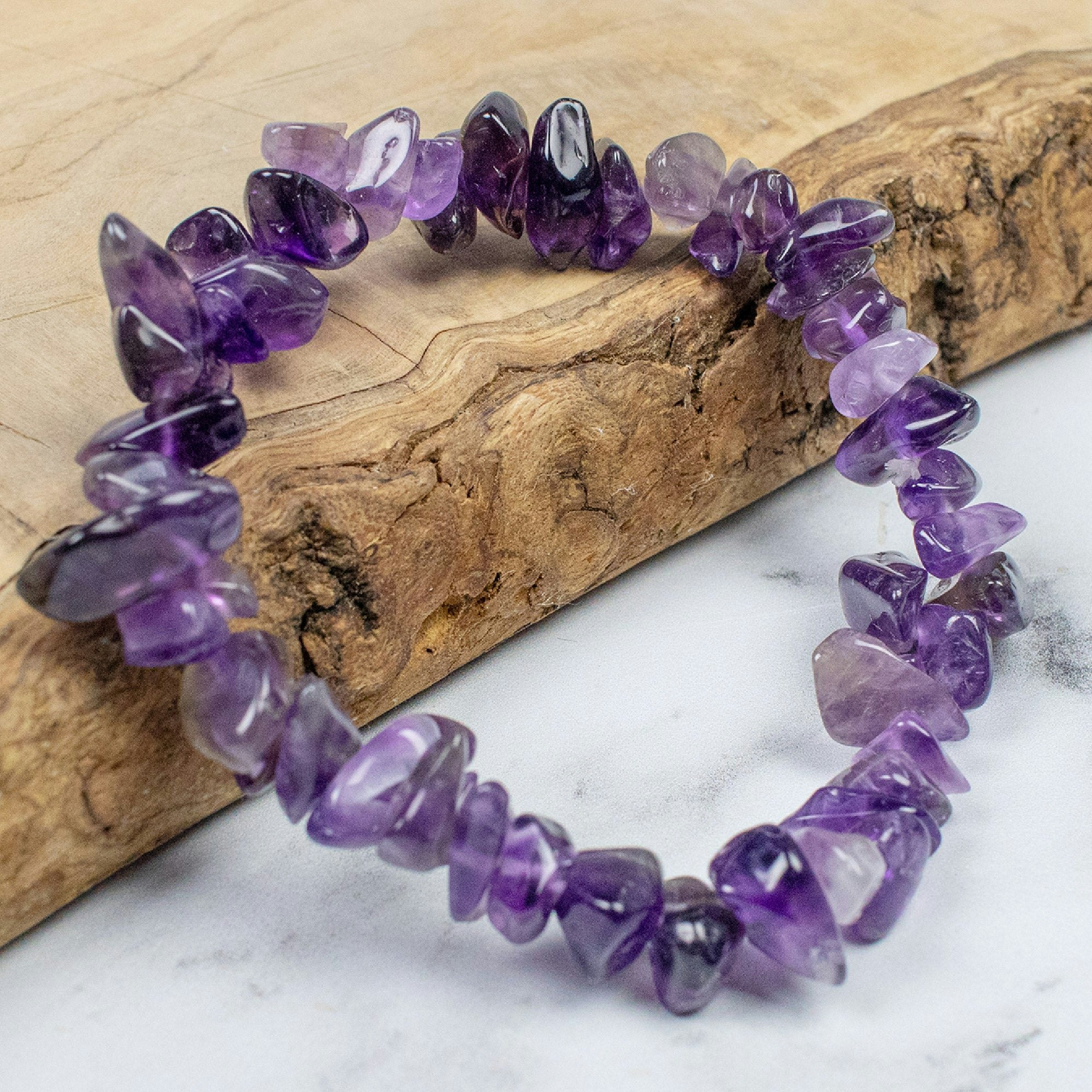 Myga Red/Turquoise Stone Chip Bracelet - Amethyst