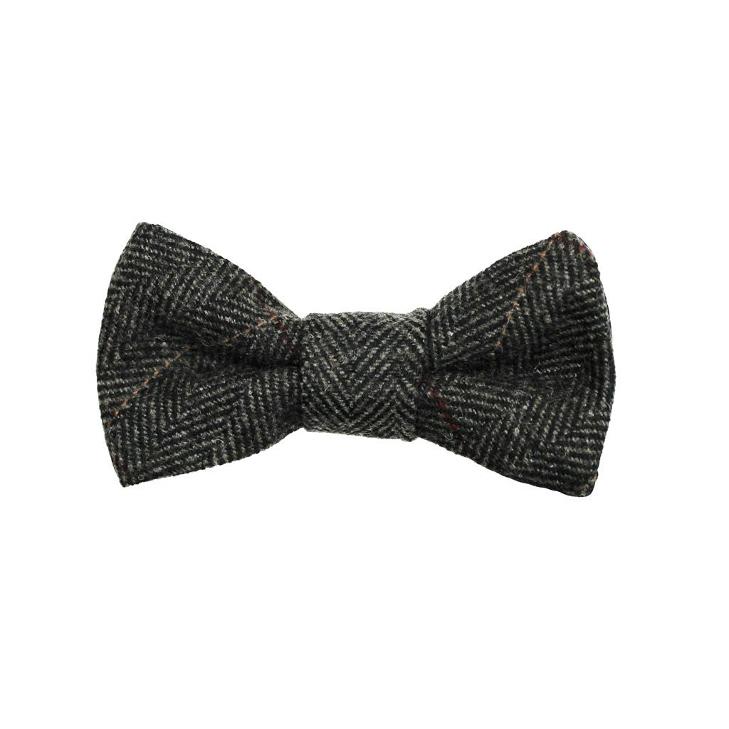 Heritage Traditions Grey Tweed Box Check Bow Tie - Box Herringbone