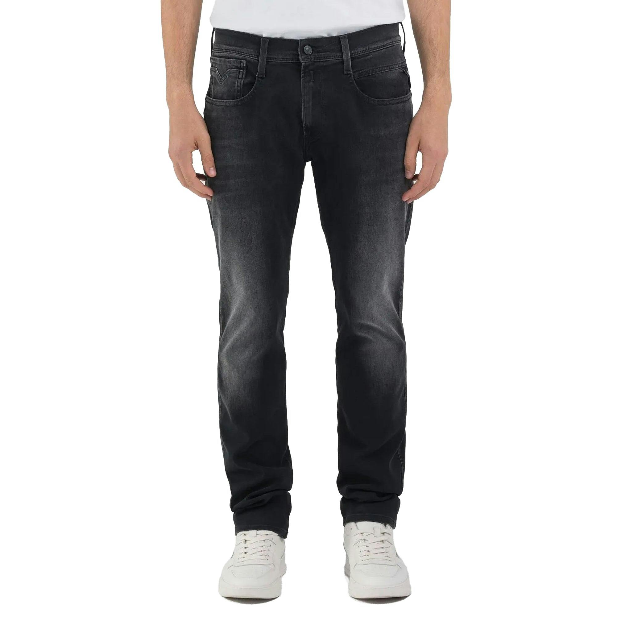 Replay Dark/Grey Hyperflex Anbass Slim Tapered Jeans - Dust - 34/32