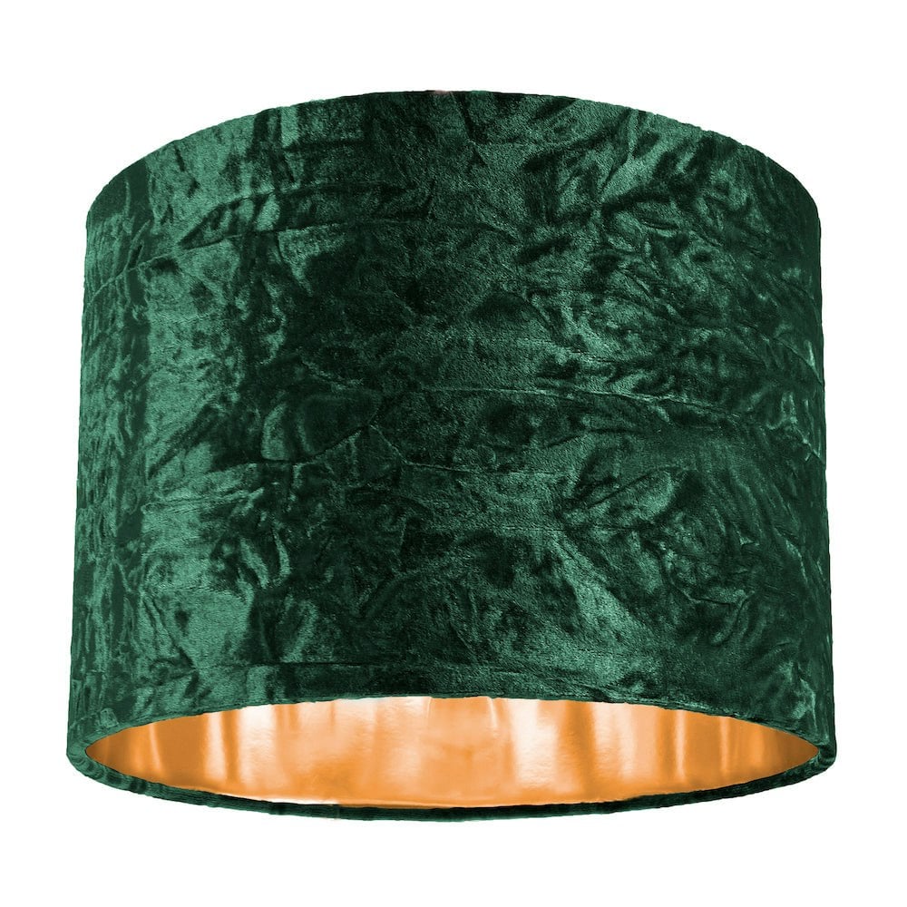 Happy Homewares Green Modern Crushed Velvet 10" Table/Pendant Lampshade With Shiny Copper Inner