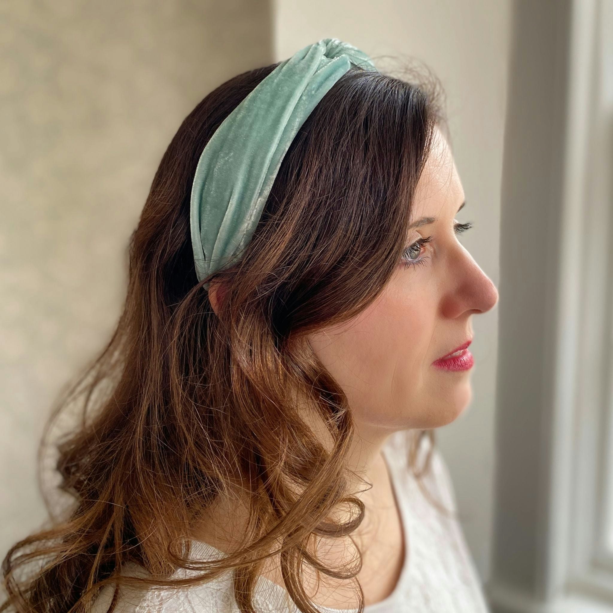 Queenmee Accessories Light/Blue Headband Velvet Hair Band Knot Headband