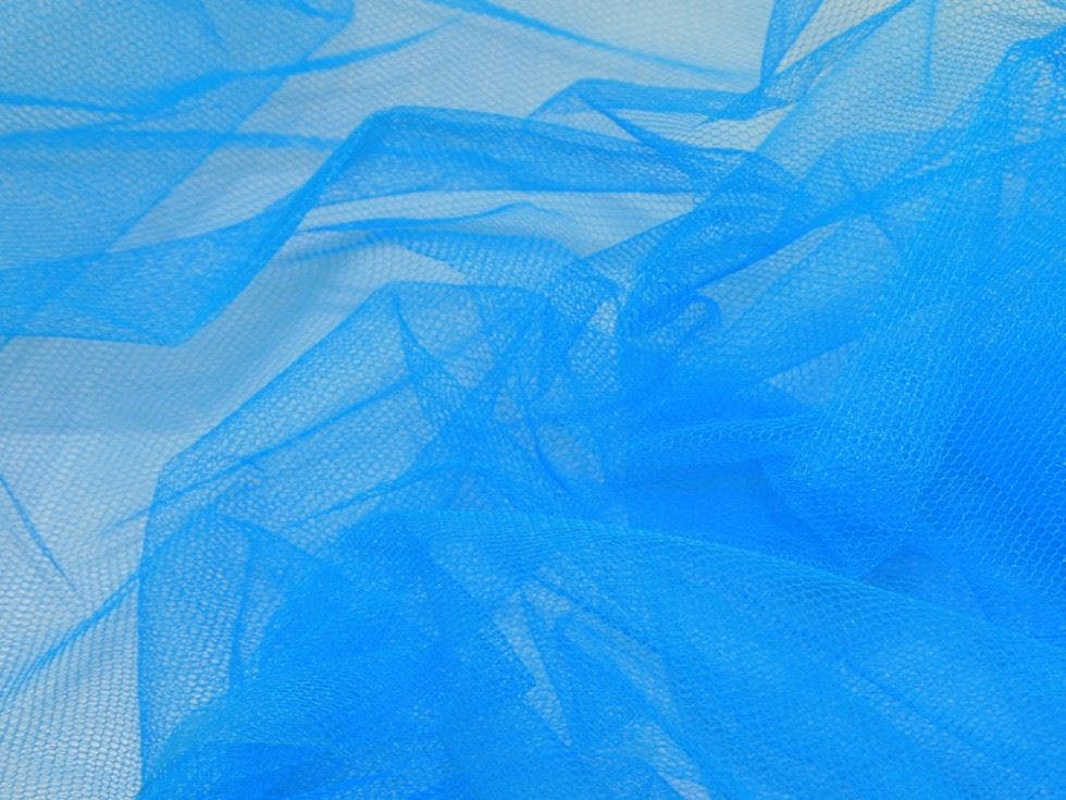 Minerva Core Range Blue Minerva Deadstock Extra Stiff Dress Net Fabric - Plain Design Dressmaking Fabric, 135 Cm / 54" Wide - Per Metre - Flo
