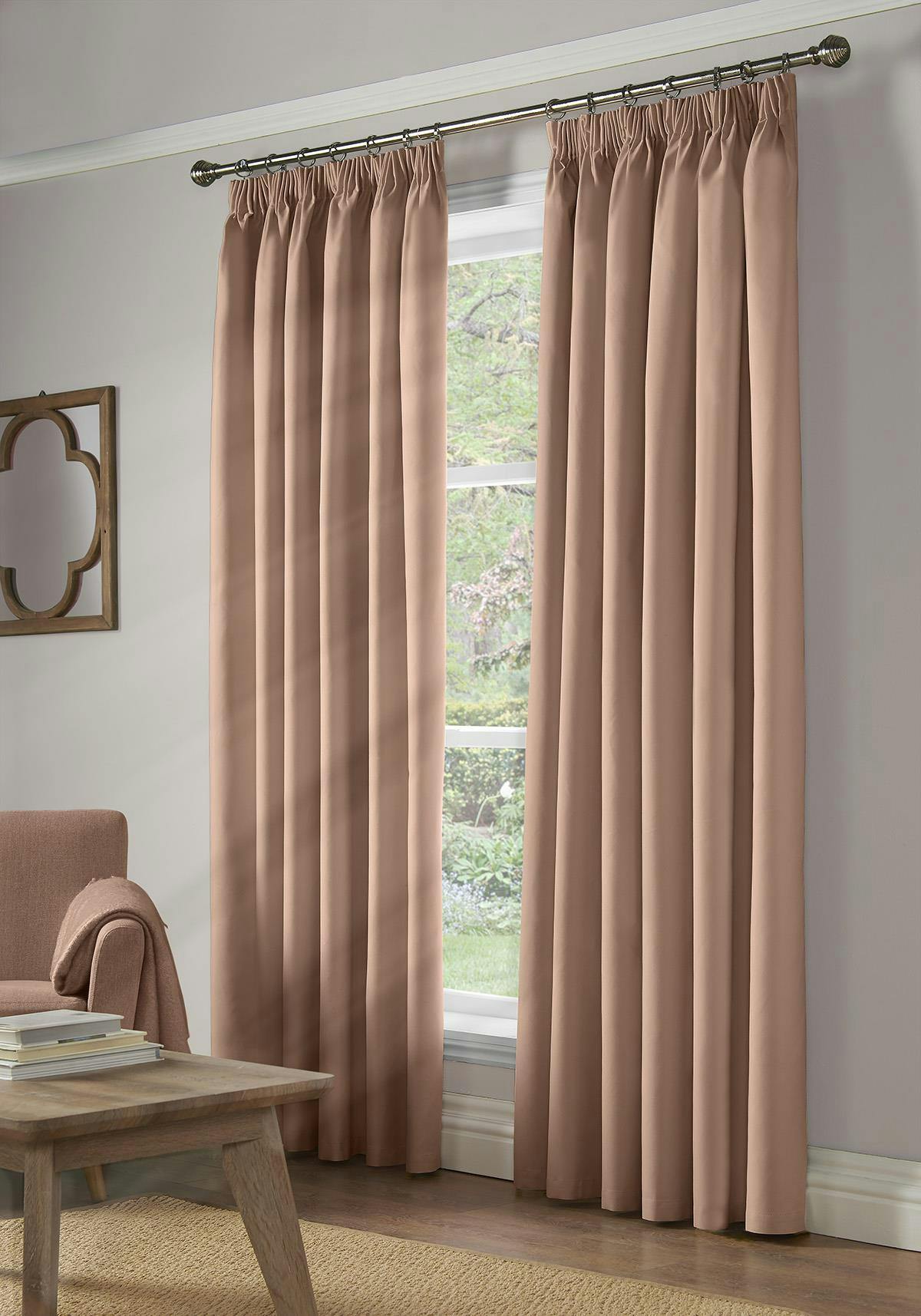 Rackhams Pink Pencil Pleat Blackout Curtains - 168Cm Width X 229Cm Drop