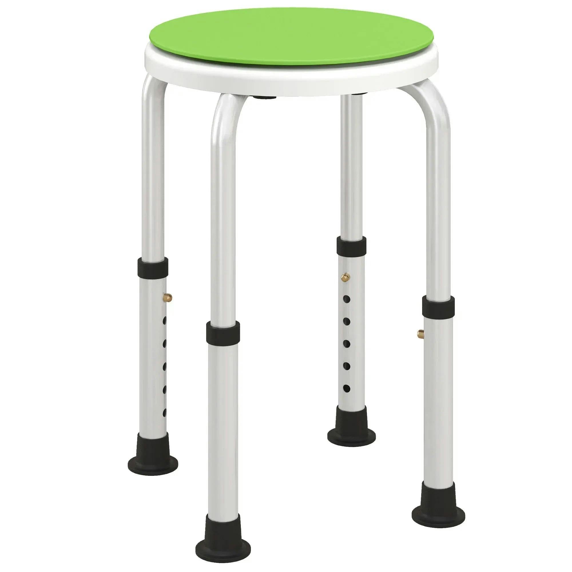 HOMCOM 360° Swivel Seat Bath Shower Stool Adjustable Height Green | Shower Chair, Aluminium Frame, Non-Slip Feet, Safe Support, Home Assistance - Image 8