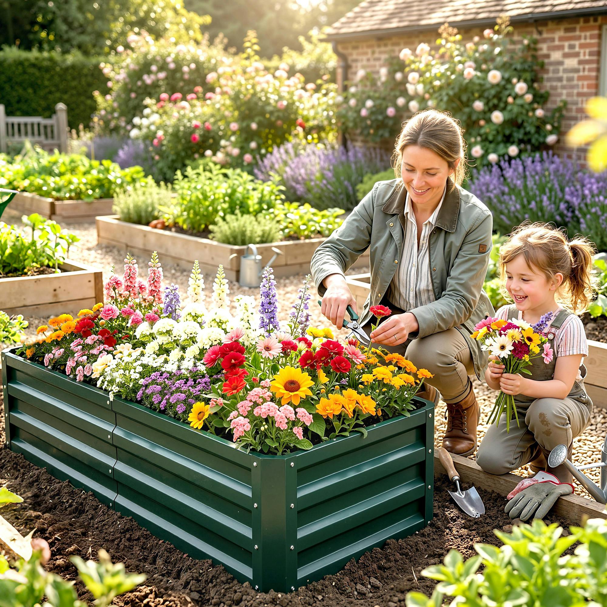 Outsunny 120X60 Cm Modular Raised Garden Bed - Open-Bottom Steel Planter, Green (845-039V01gn) - Image 3