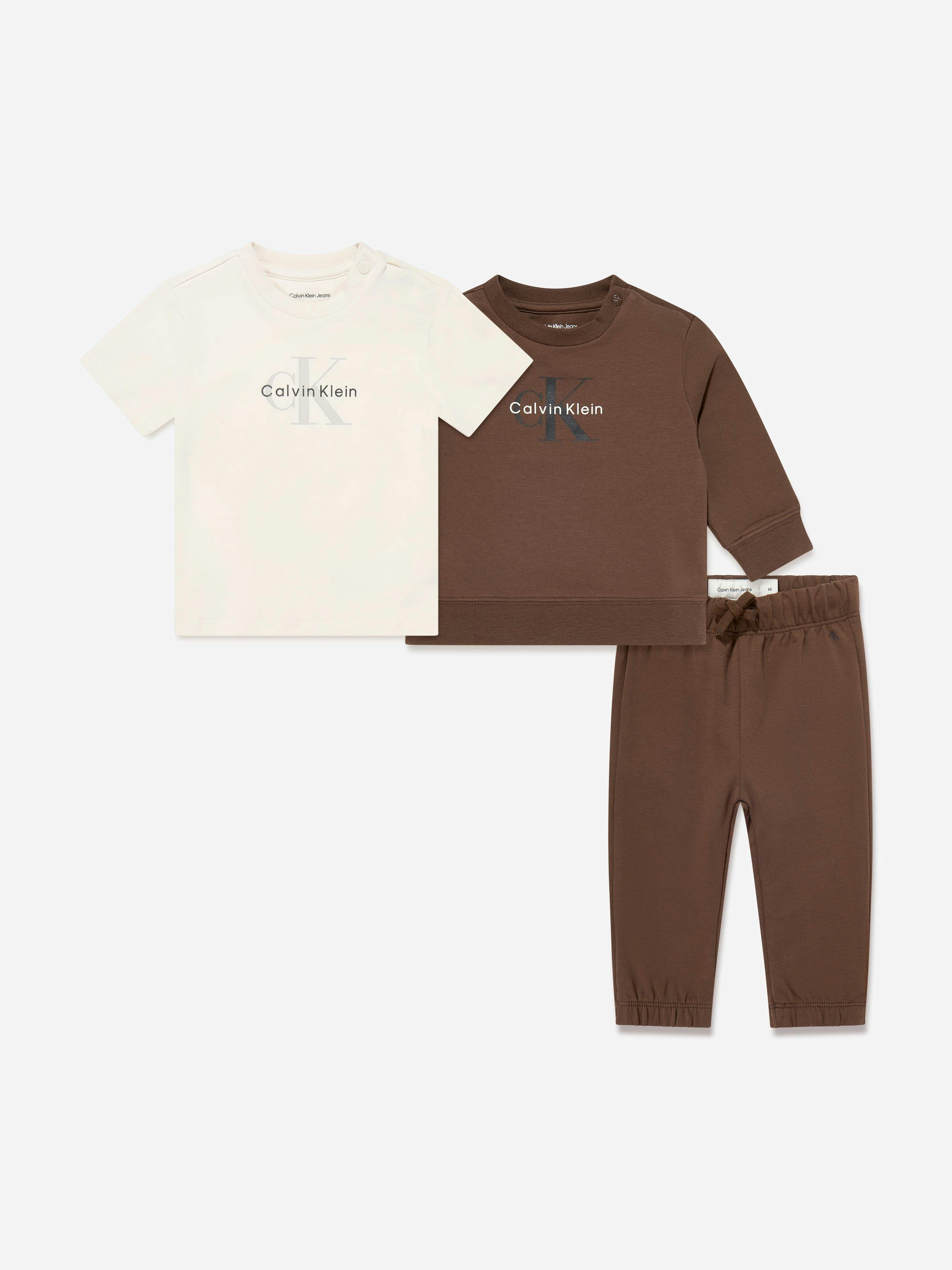 Calvin Klein Brown Baby Monogram Tracksuit Gift Set In - 9 Mths