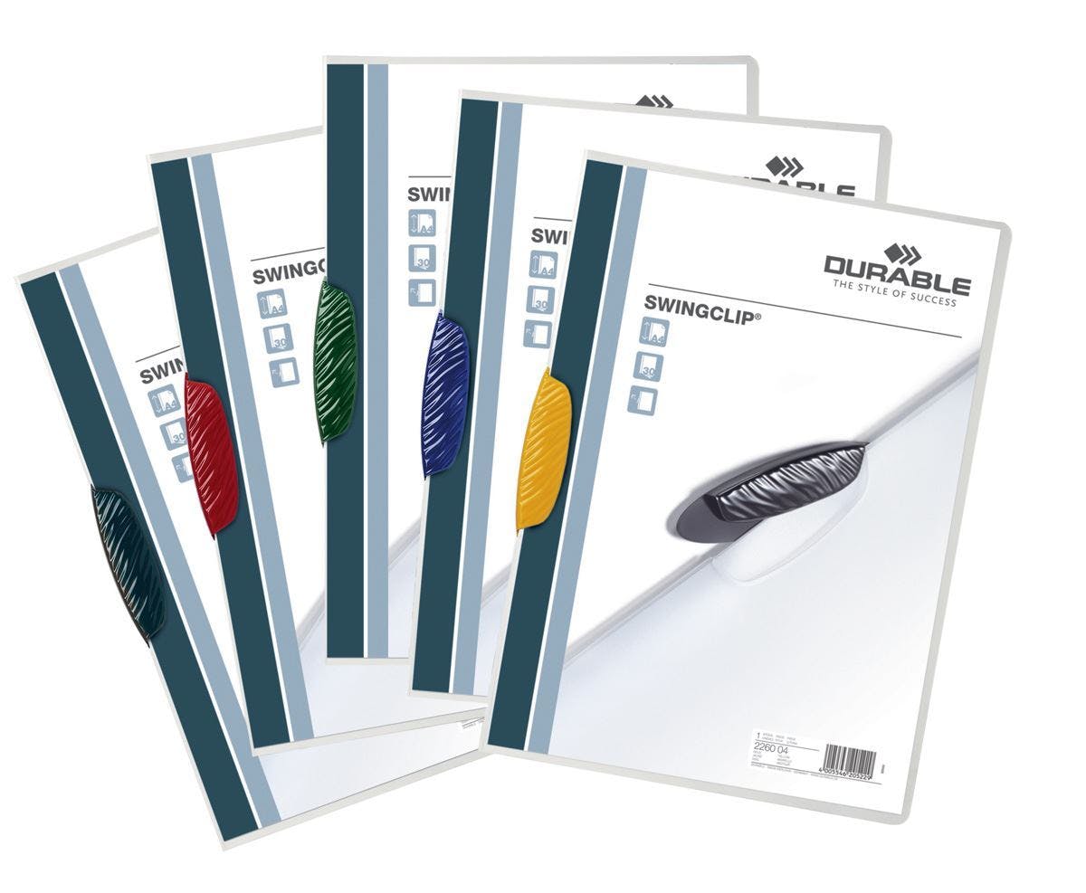 Durable Swingclip 30 Document Swing Clip File Folder | 25 Pack | A4 Assorted