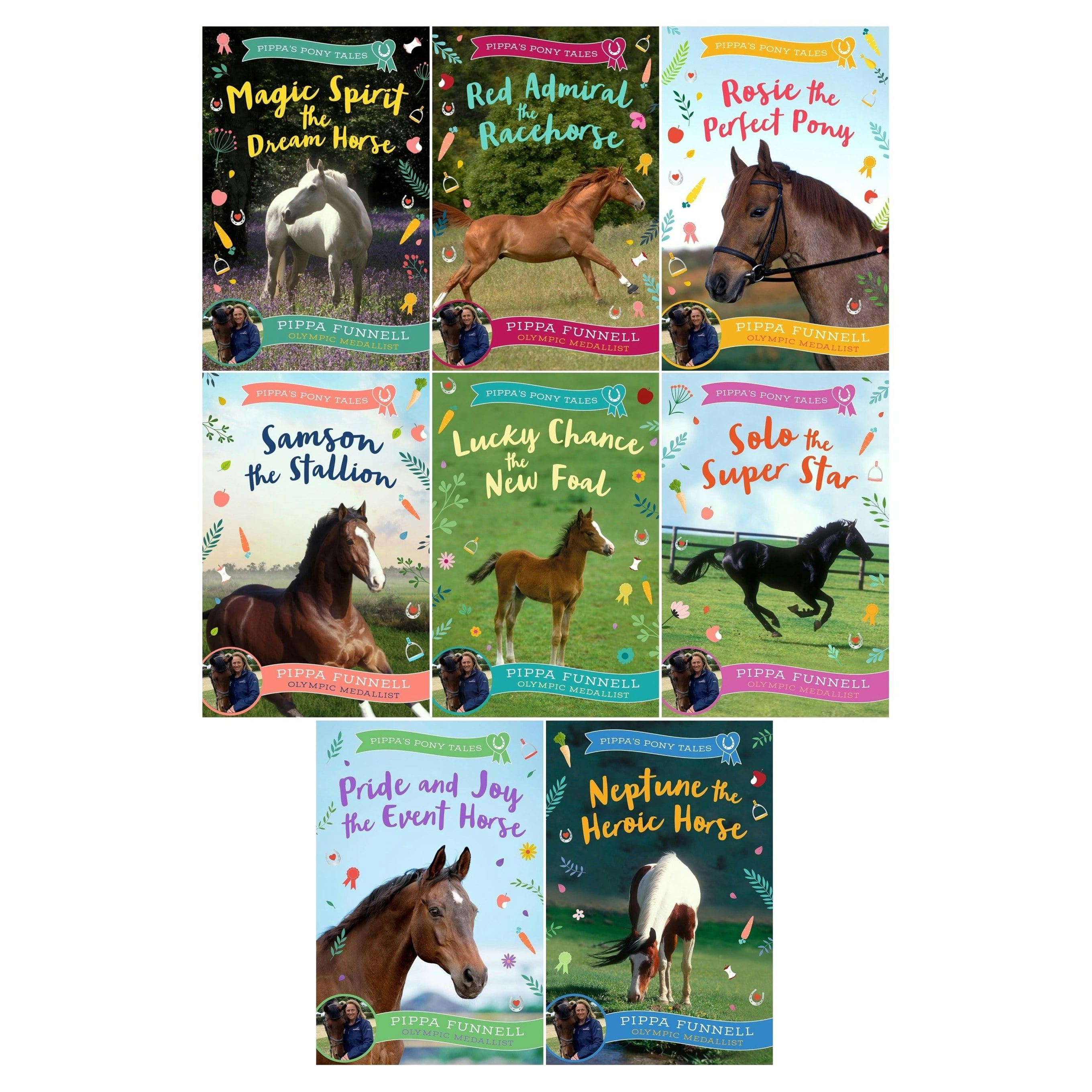 Zephyr Girls Red Pippa's Pony Tales 8 Book Set By Pippa Funnell Magic Spirit, Admiral, Rosie & More