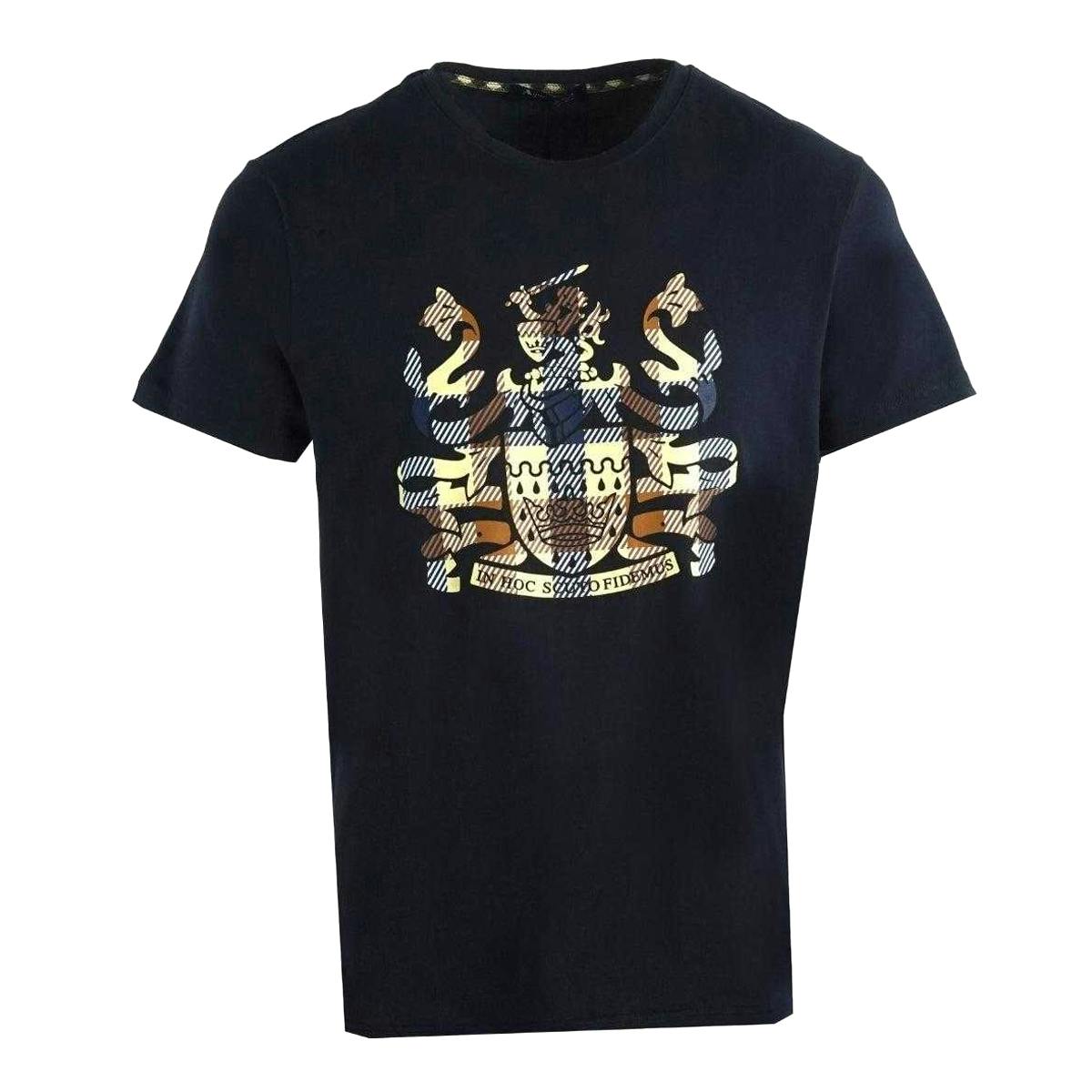 Aquascutum Men's Aldis Checked Logo T-Shirt - Navy - Navy - S - 95% Cotton/5% Elastane