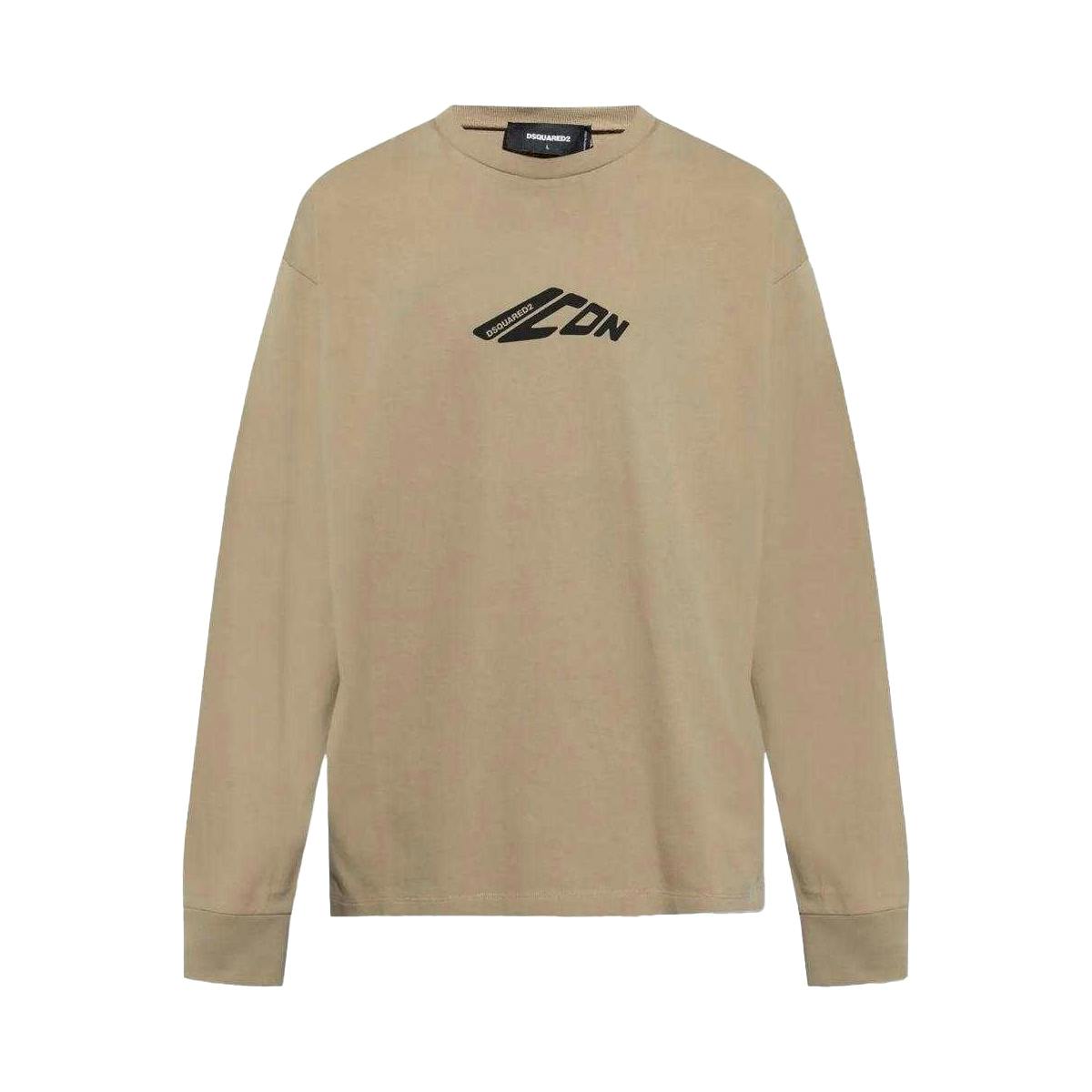 Dsquared2 Unisex Adult Icon Stretch Logo Long-Sleeved T-Shirt - Khaki - M - Khaki - 100% Cotton