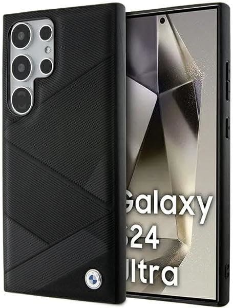 Bmw Black Signature Leather Crossing Lines Pattern Hard Case For Samsung Galaxy S24 Ultra 6.8" - Bmhcs24l23rcgpk