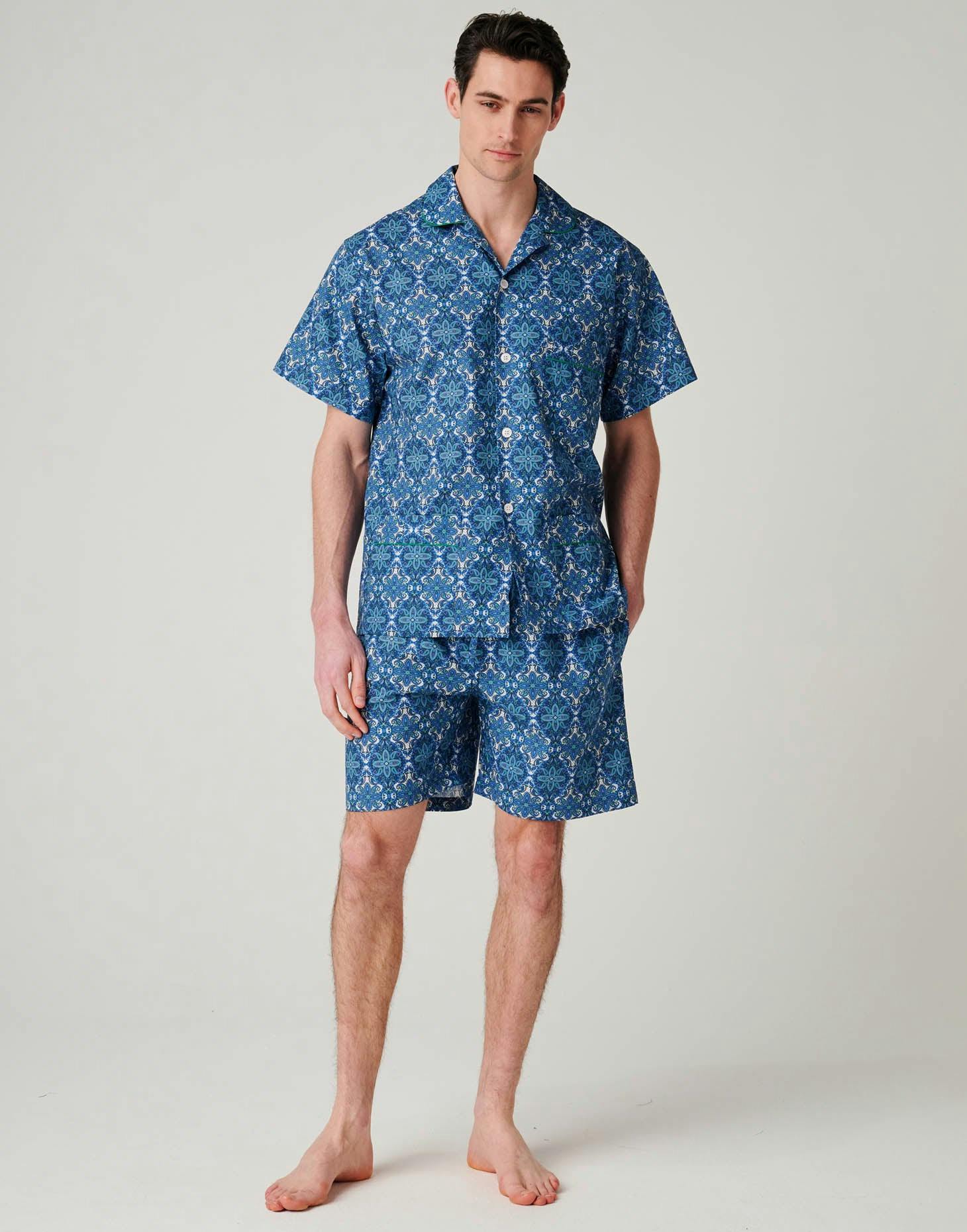 British Boxers Men's Crisp Cotton Short Pyjama Set – Marrakesh Paisley - XX-Large