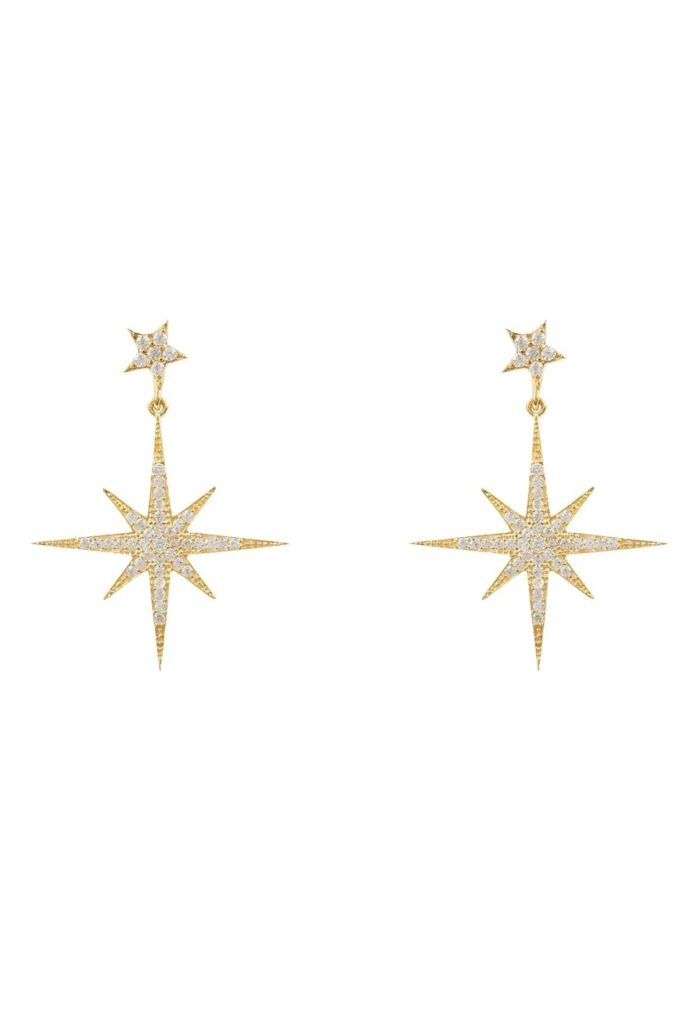Latelita Gold Petite Star Burst Drop Earrings
