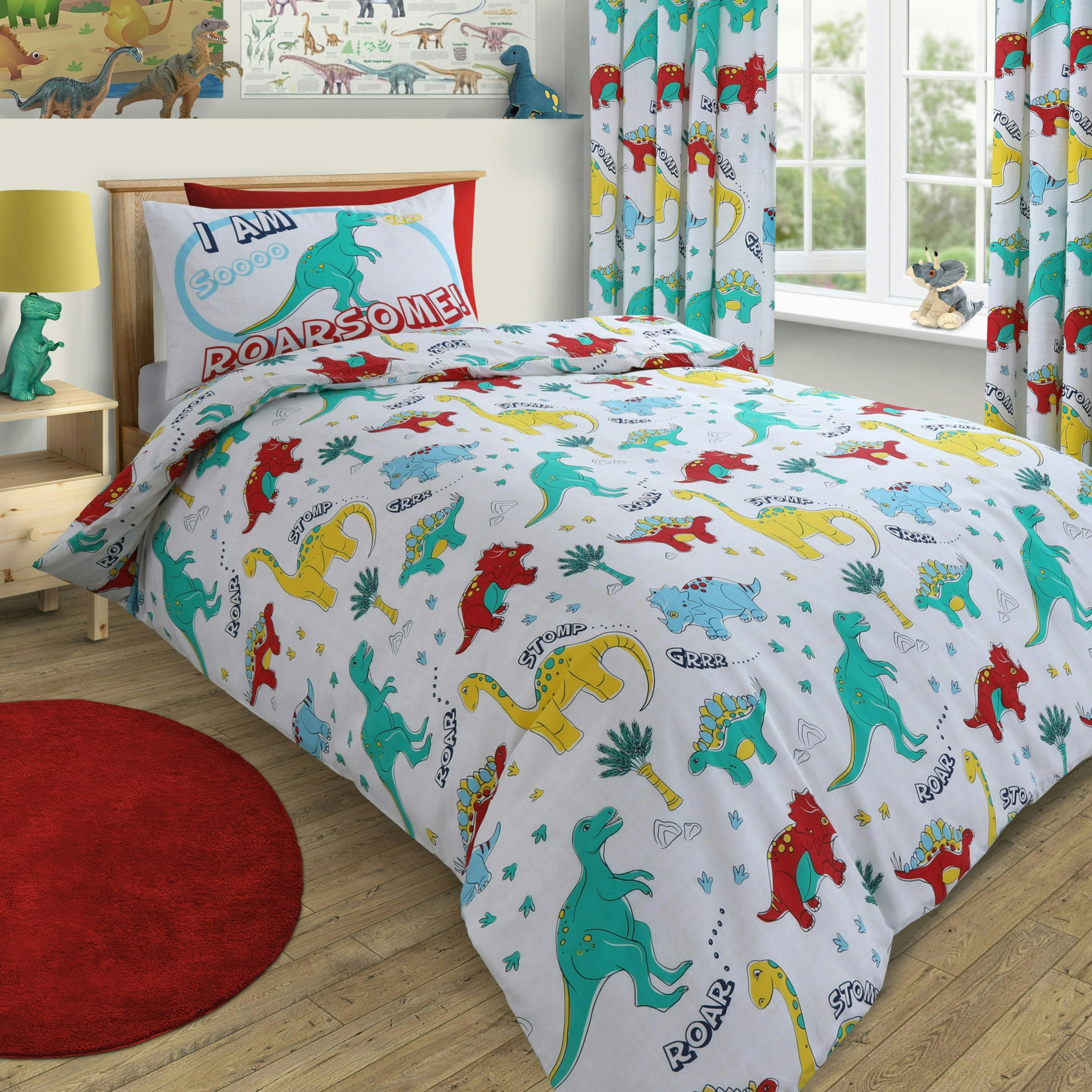 Rackhams Dinosaur Printed Cotton Blend Duvet Cover And Pillowcase Set - Multi - Double