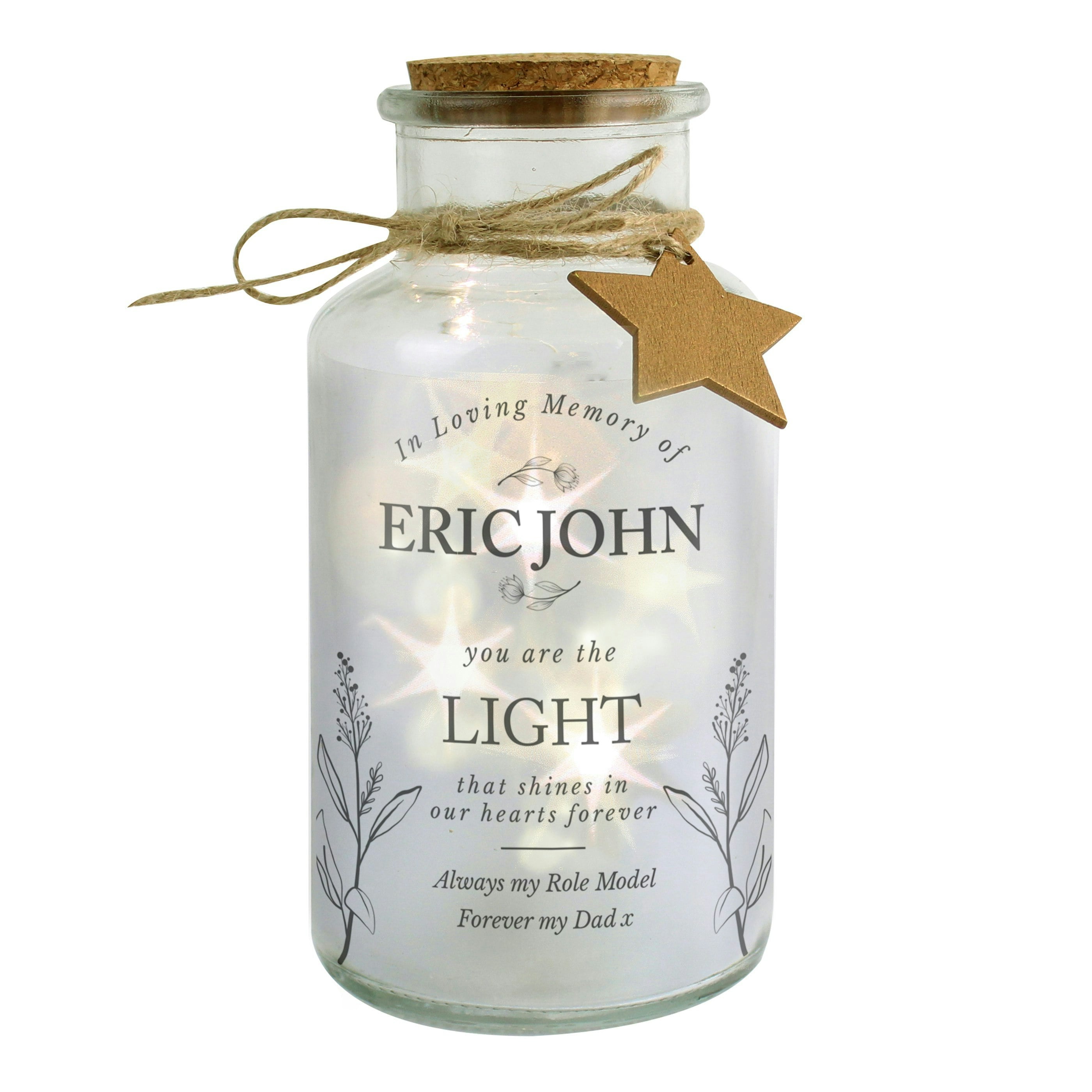 Rackhams Light Personalised In Loving Memory Led Glass Jar