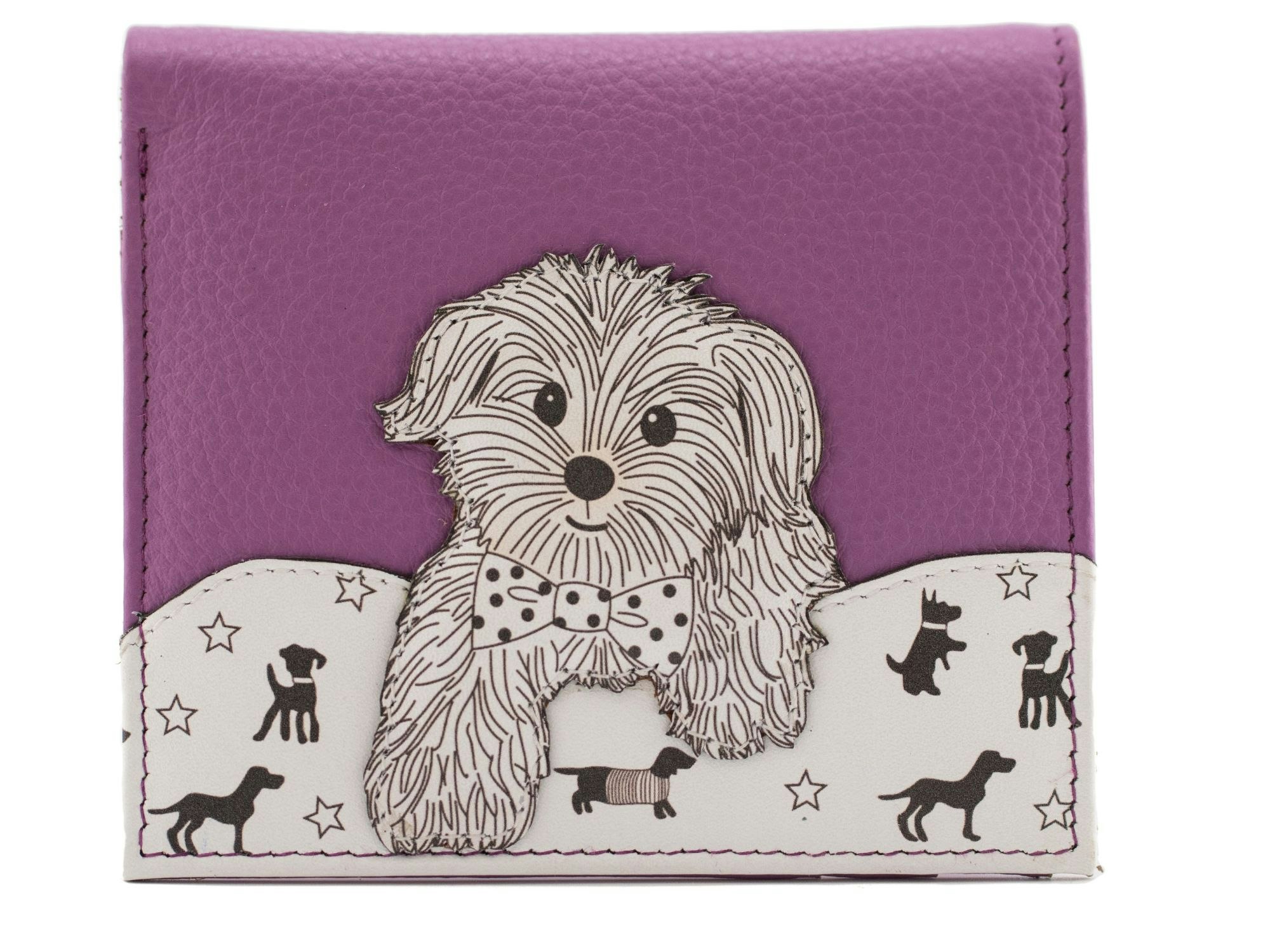 Mala Leather Purple Coco Puppy Dog Compact Leather Purse