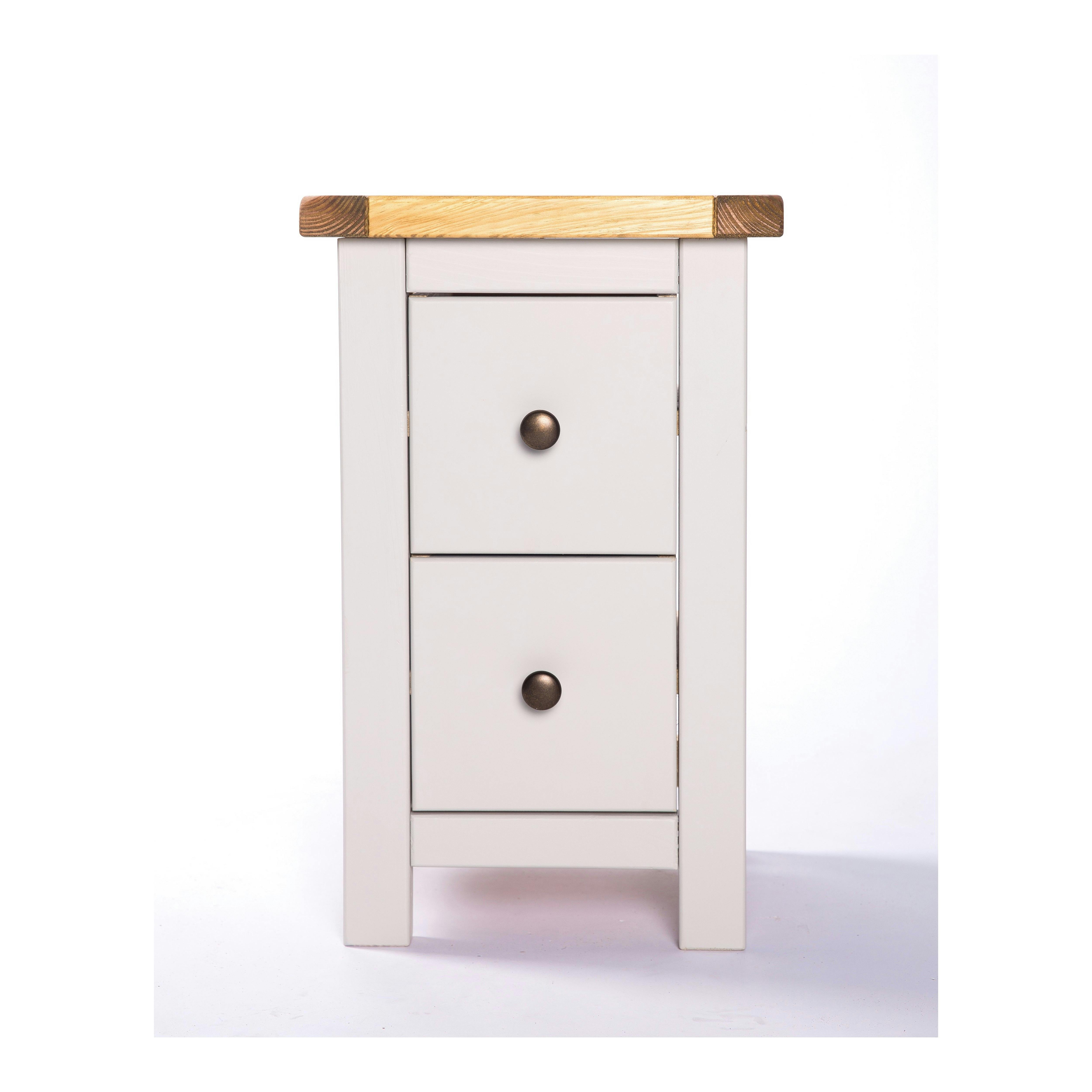 Cabinet Bits Argenta 2 Drawer Petite Bedside Cabinet - Grey / Brass Knob - Image 3