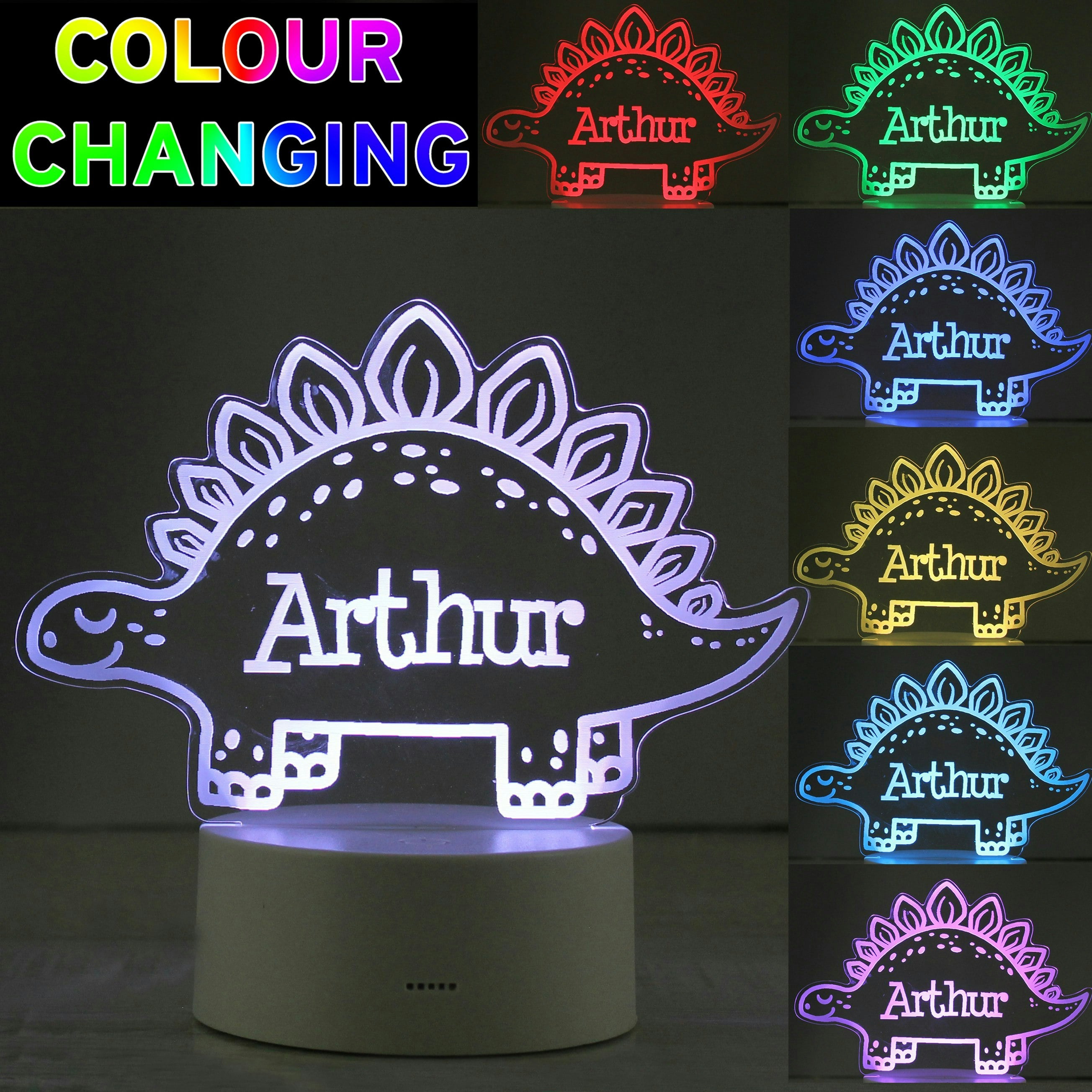 Rackhams Light Personalised Dinosaur Led Colour Changing Night