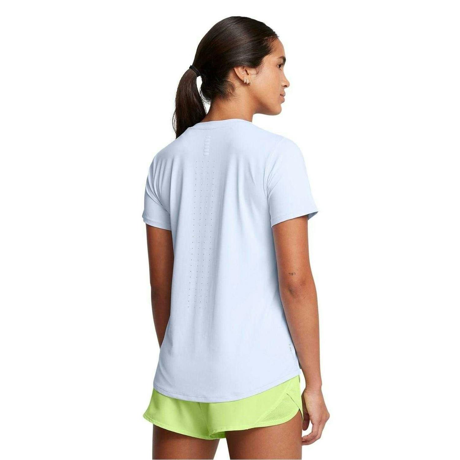 Under Armour Women's Blue Launch Crew Neck Regular T-Shirt - Xs - 90% Nylon/10% Elastane