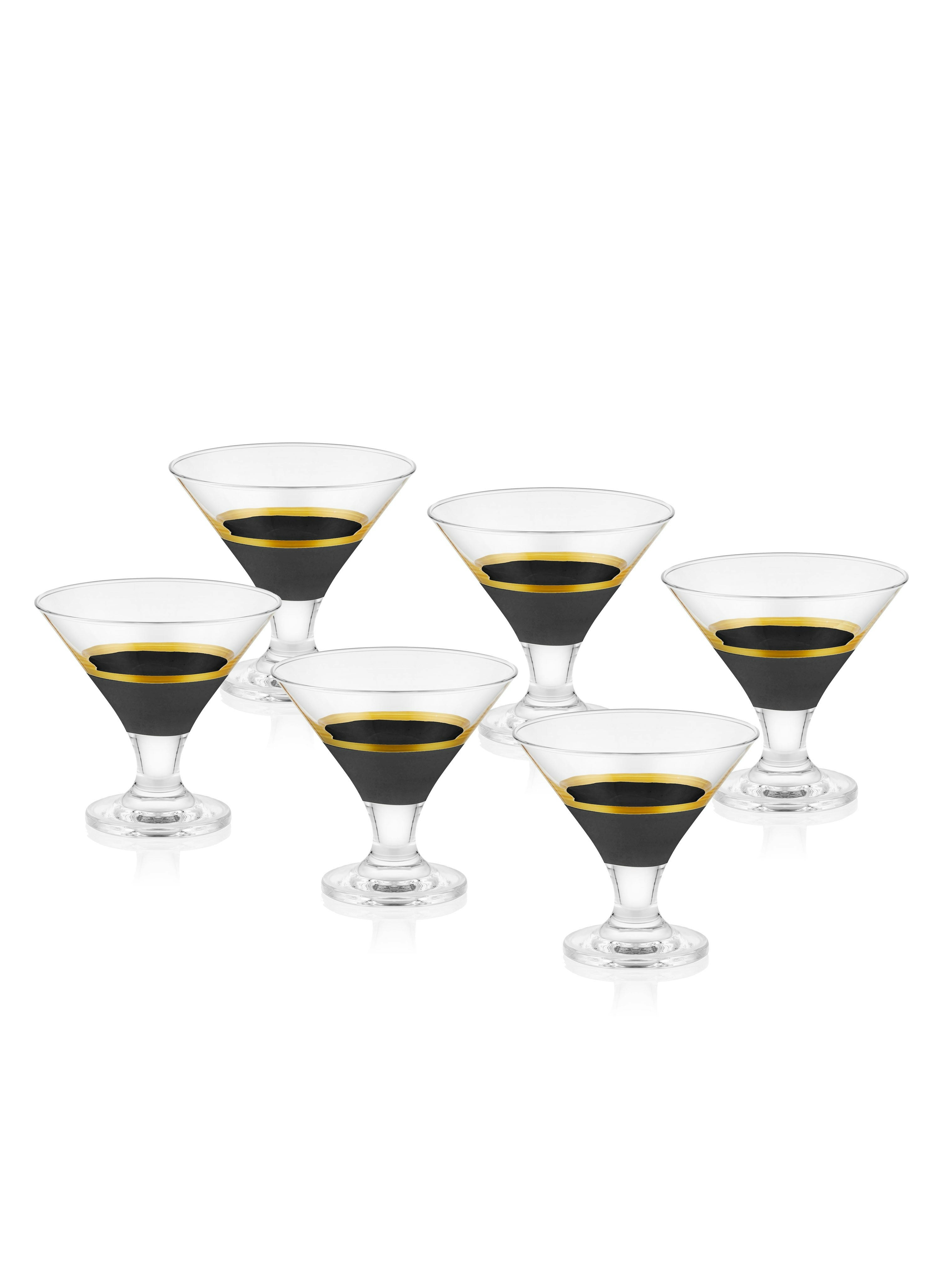 Rozi Black/Gold Glow Collection Dessert Bowl (Set Of 6)