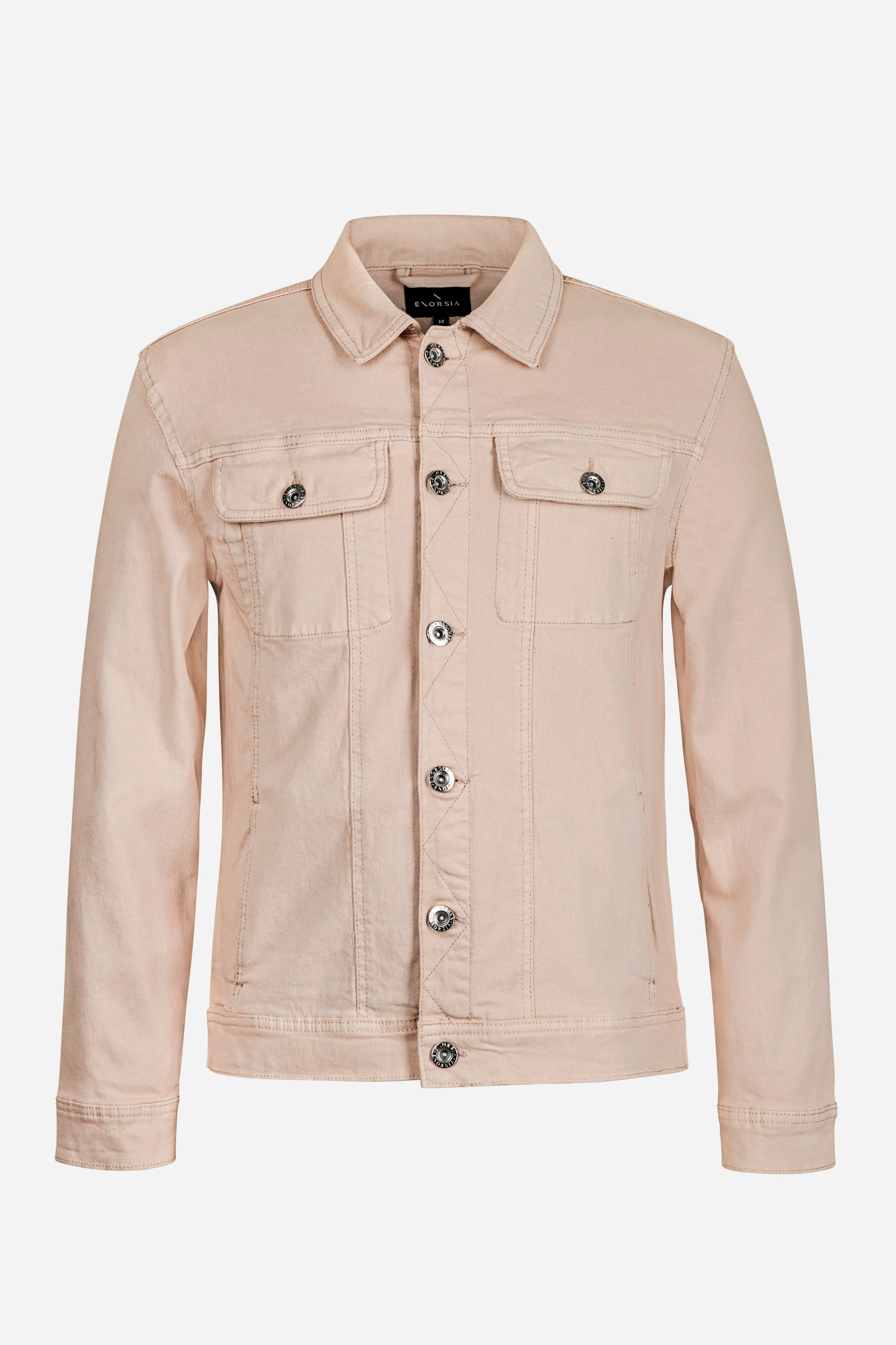 Enorsia Men's Cream Regular Fit Over Dye Denim Jacket - S - 98.5% Cotton, 1.5% Spandex